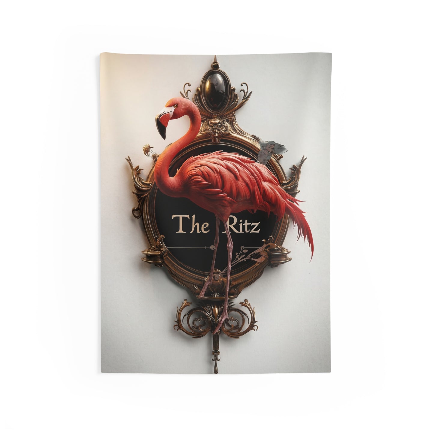 Flamingo Clock Wall Tapestry – The Ritz Elegance in Crimson