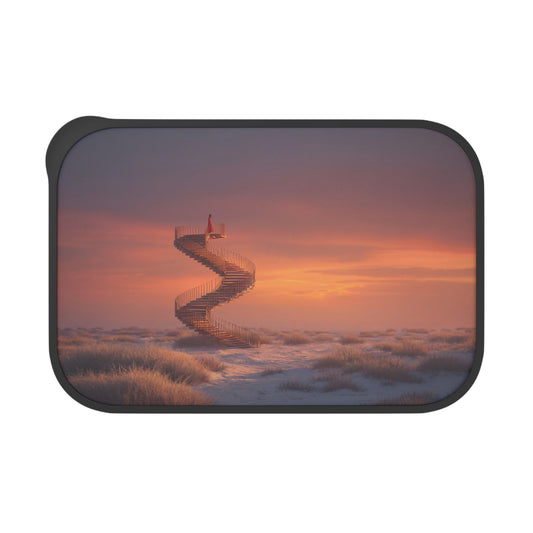 Solitary Spiral Staircase PLA Bento Box with Band and Utensils – Sunset Horizon Ascension
