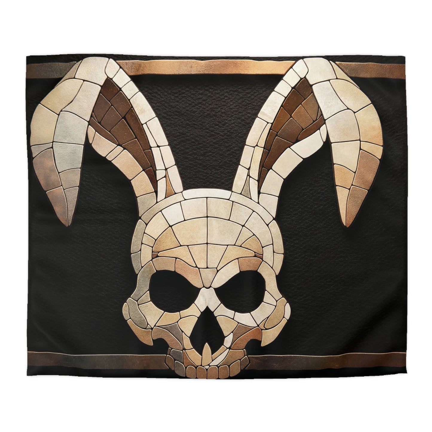 Mosaic Rabbit Skull Duvet Cover – Warm Stone Dreamscape