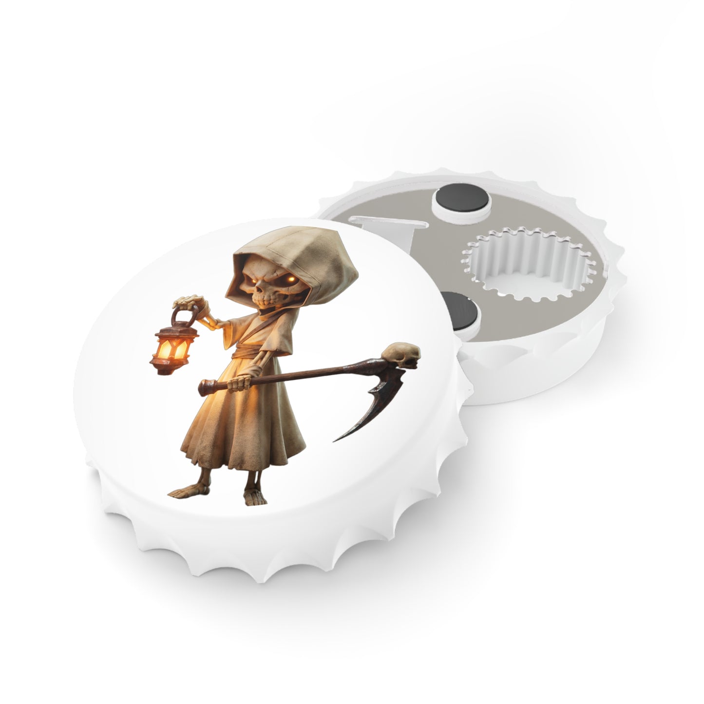 Lantern-Bearing Skeleton Bottle Opener – Hooded Reaper with Scythe
