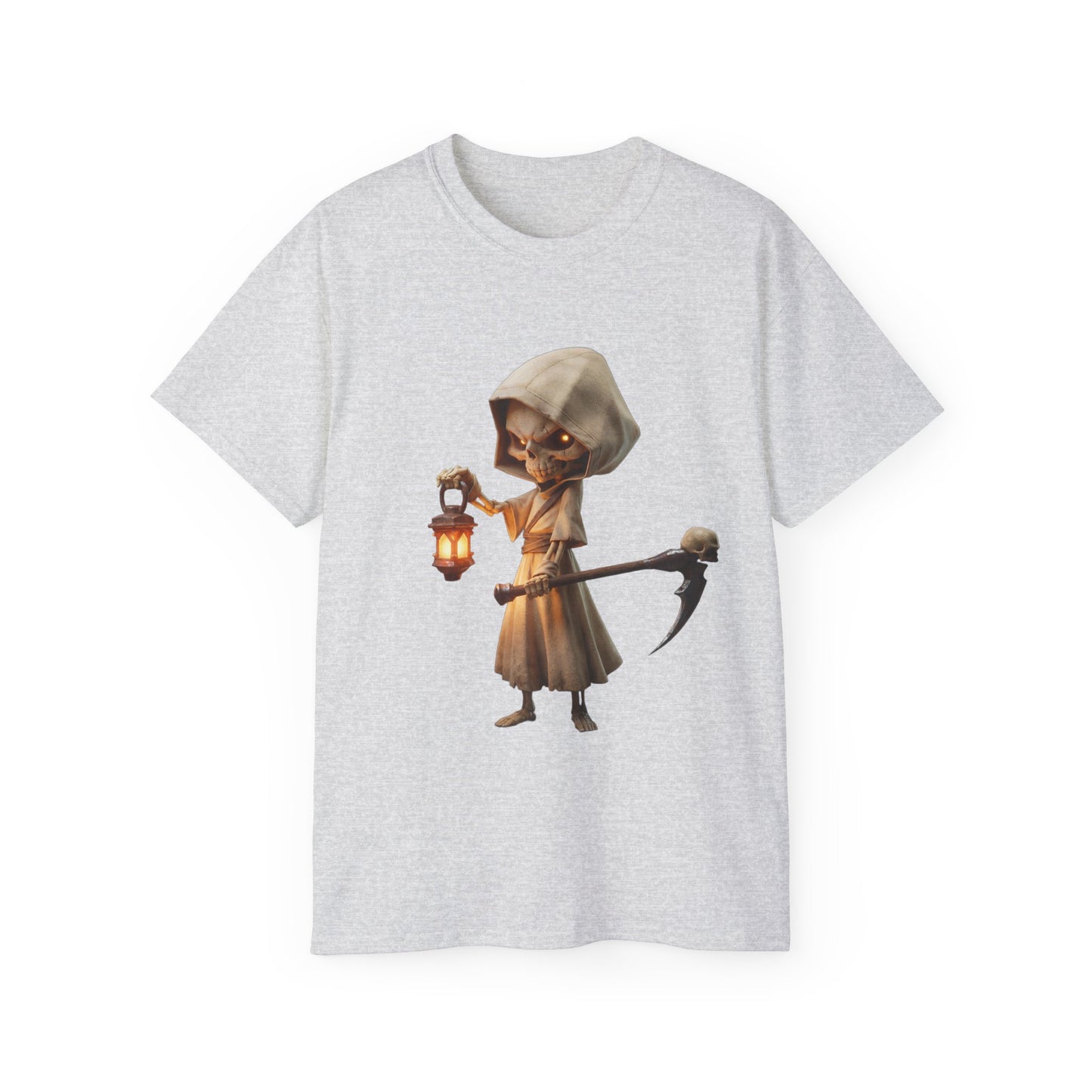 Lantern Bearer Unisex Ultra Cotton Tee – Hooded Sentinel with Scythe
