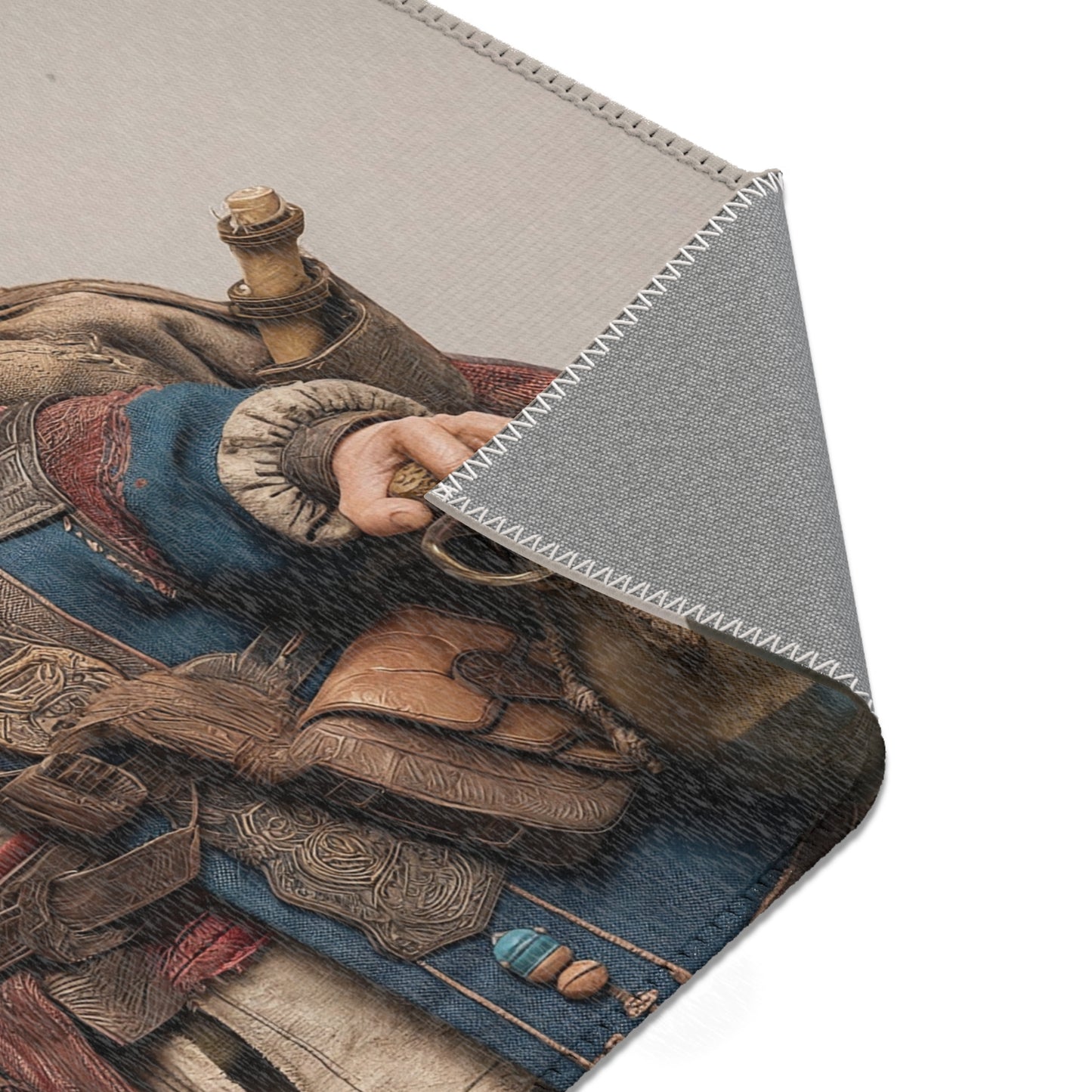 Wandering Wizard Rug – Blue Cloak and Feathered Hat Fantasy
