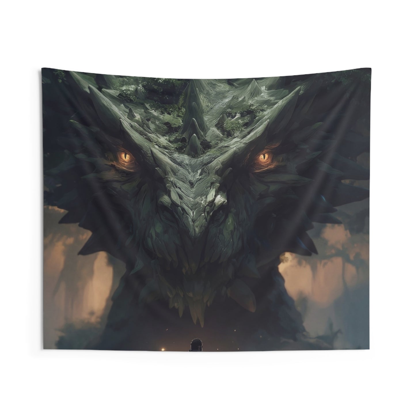 Ancient Forest Dragon Sentinel Indoor Wall Tapestries – Whispers of the Verdant Guardian