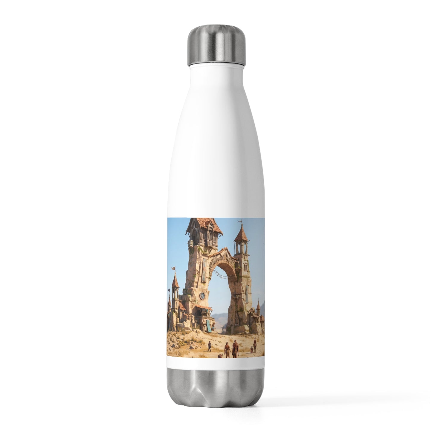 Desert Citadel Gate 20oz Insulated Bottle – Sun-Kissed Sandscape with Ancient Arch