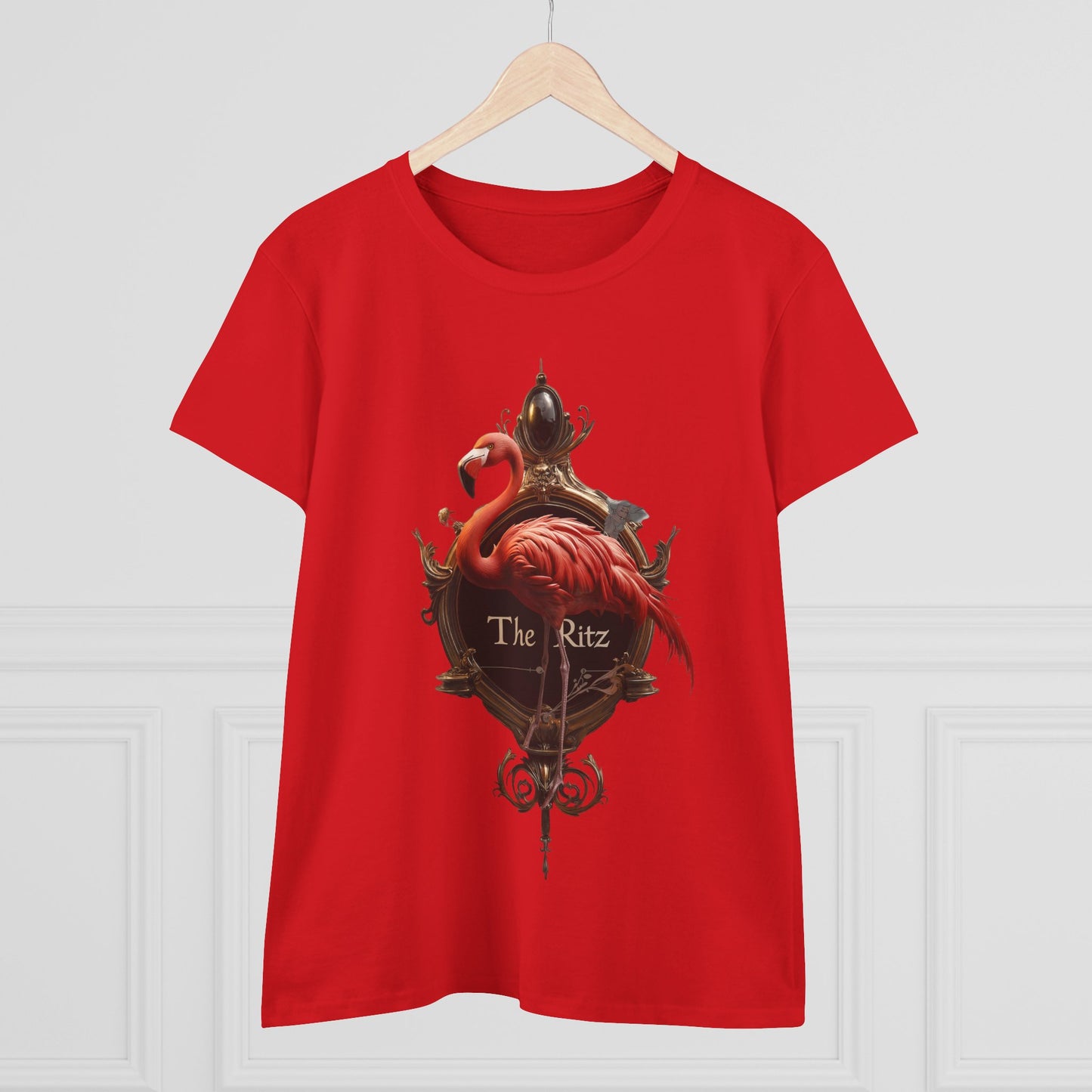 Scarlet Flamingo Ornate Clock Tee – The Ritz Midnight Sentinel Women's Midweight Cotton Tee