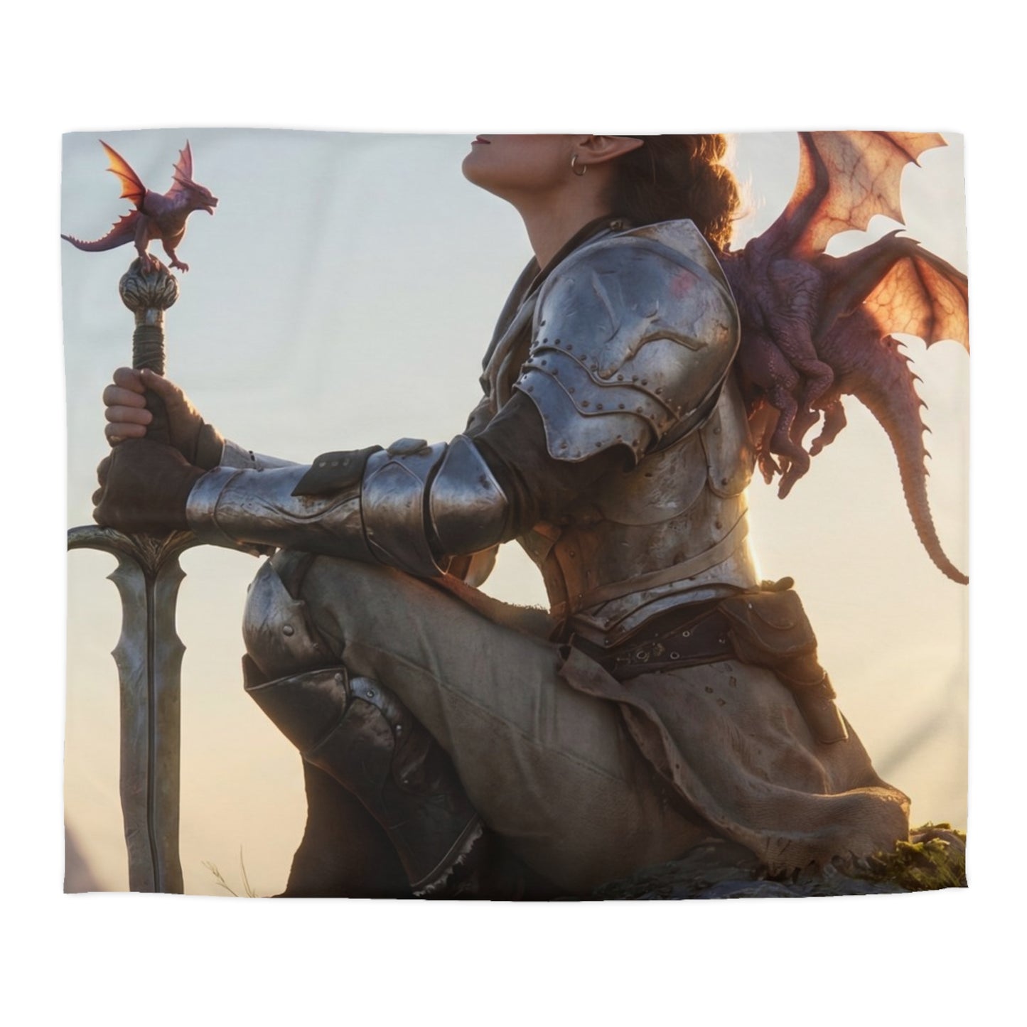 Dragon-Scale Sentinel Microfiber Duvet Cover – Sunset Peak Alliance