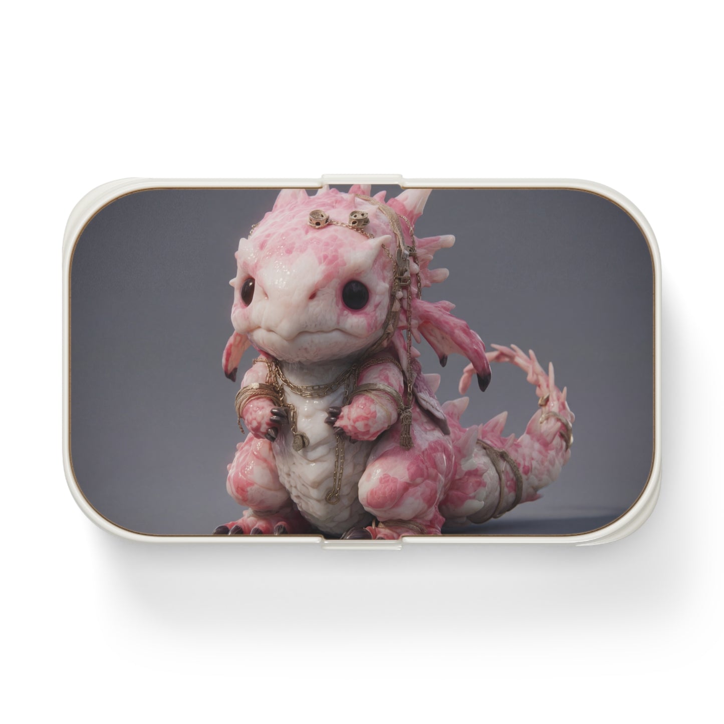 Pink Obsidian Dragon Bento Lunch Box – Tiny Guardian of Gilded Chains