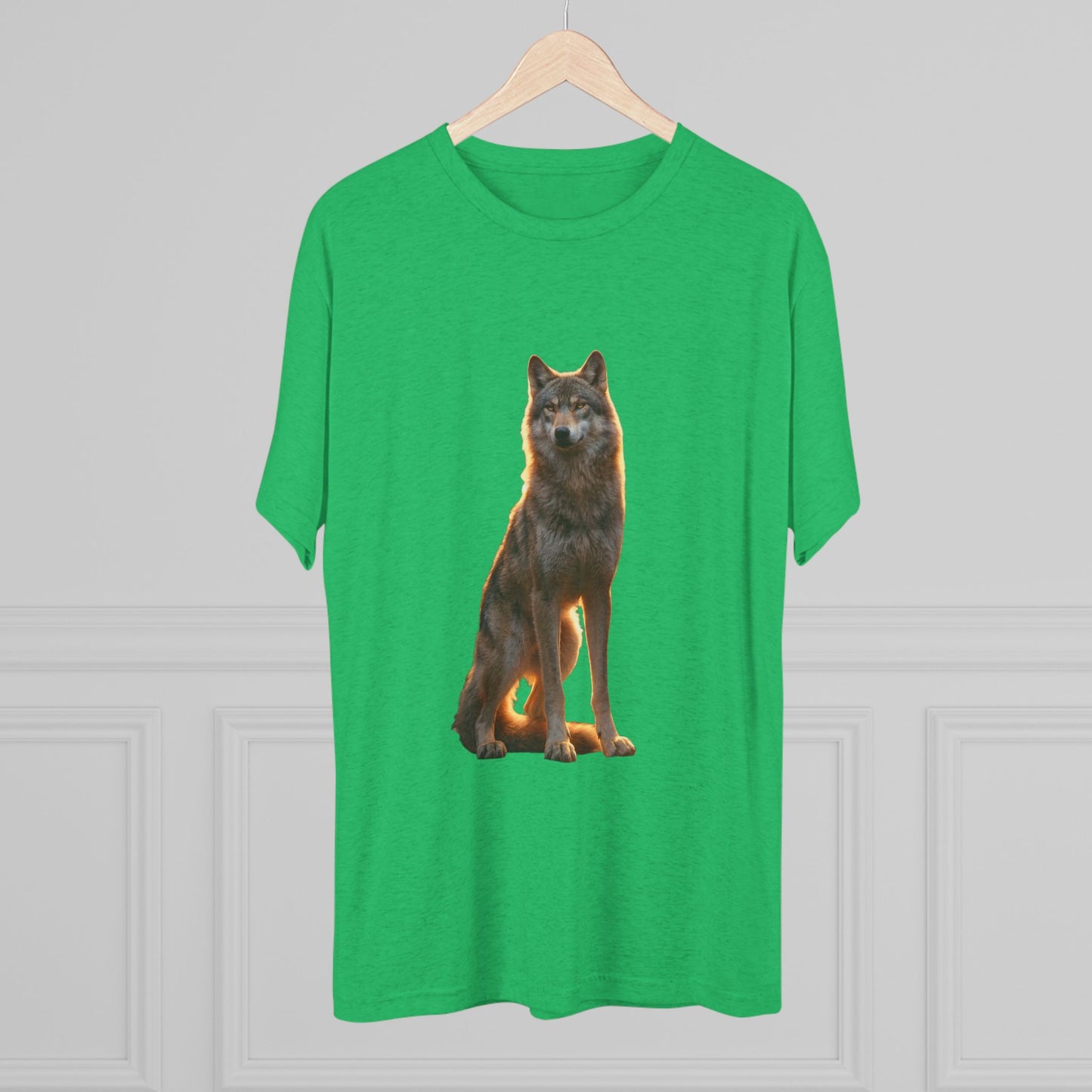 Solitary Wolf Unisex Tri-Blend Crew Tee – Golden Hour Sentinel Portrait