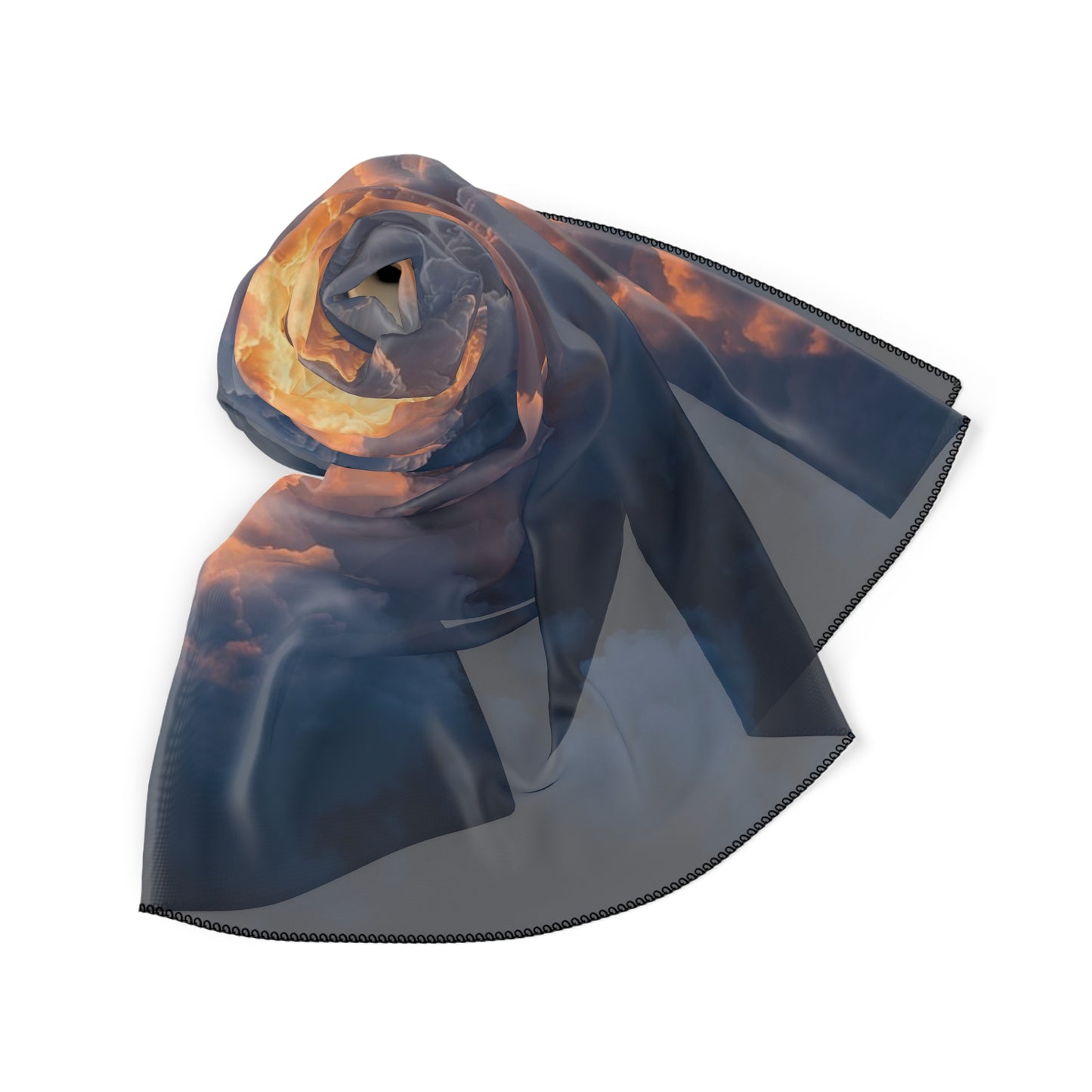 Sunburst Rocket Launch Poly Scarf – Dawn’s First Flight Dreamscape