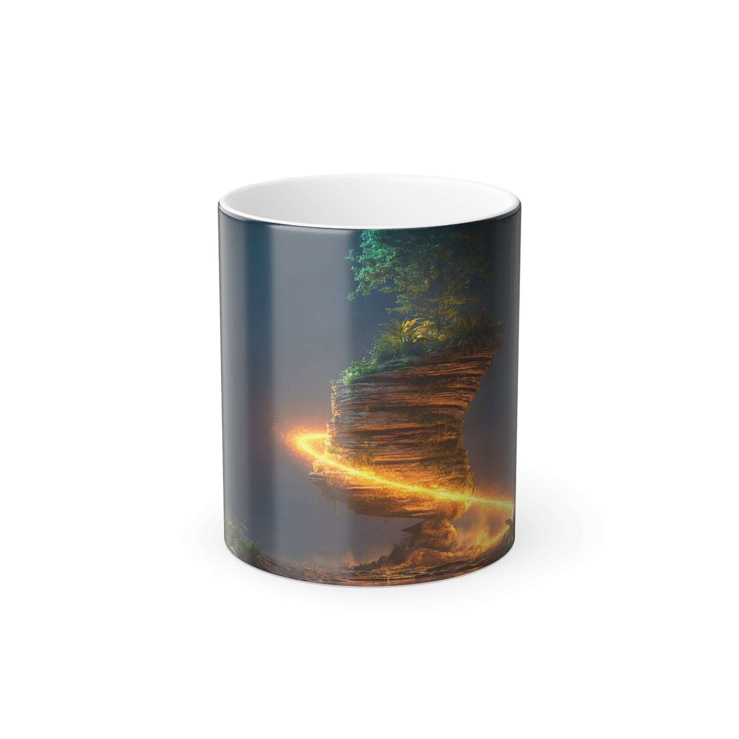 Floating Stone Temple Mug – Luminous Jungle Sanctuary