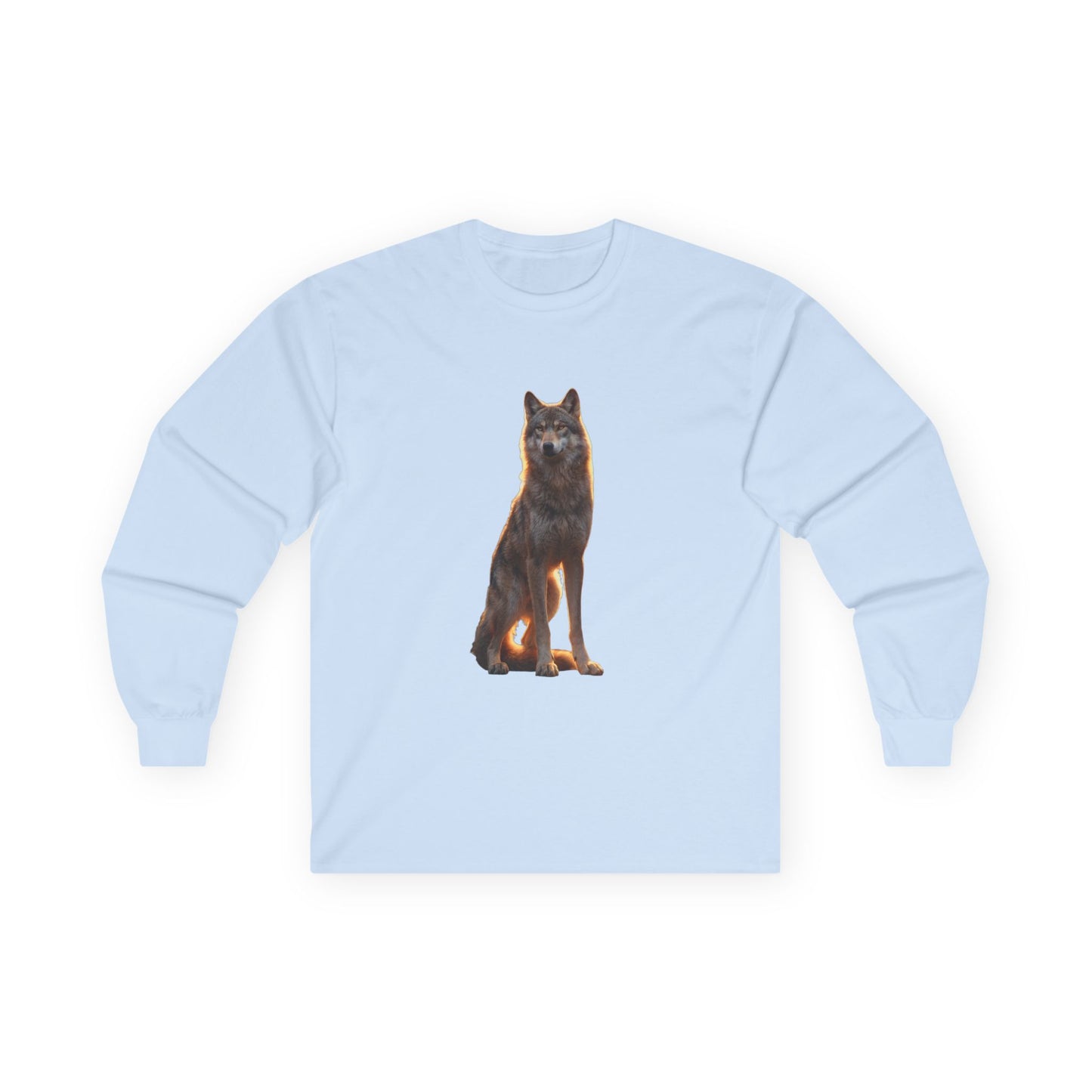 Twilight Wolf Unisex Ultra Cotton Long Sleeve Tee – Golden Hour Sentinel