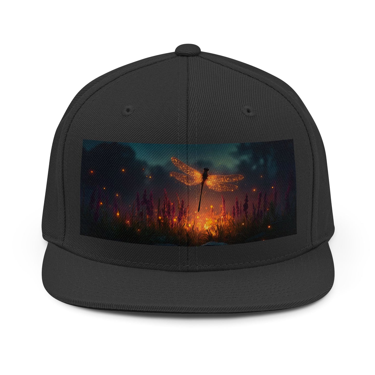 Glowing Dragonfly Unisex Snapback Hat – Bioluminescent Meadow Guardian