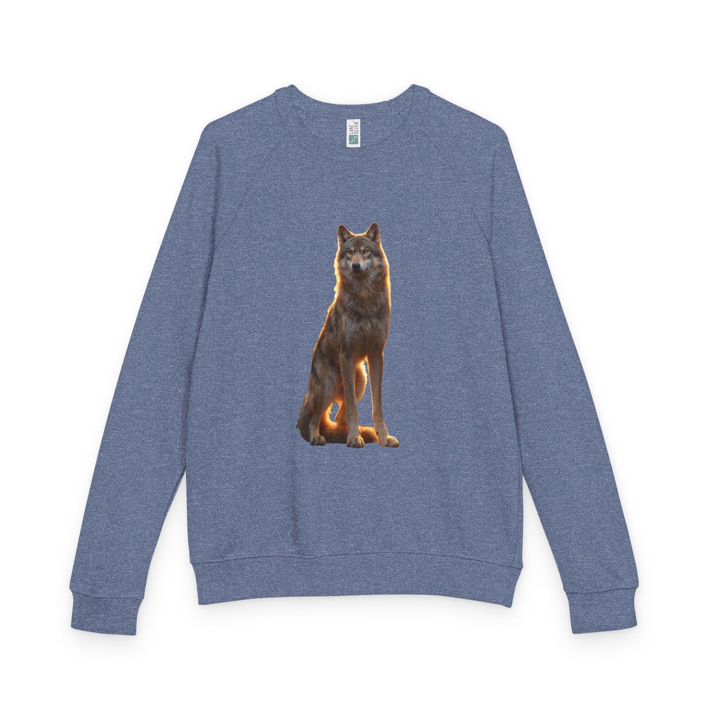 Golden Hour Wolf Unisex French Terry Raglan Crewneck – Amber Silhouette Standee