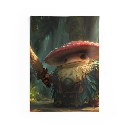 Mushroom Knight Indoor Wall Tapestries – Sunlit Jungle Sentinel
