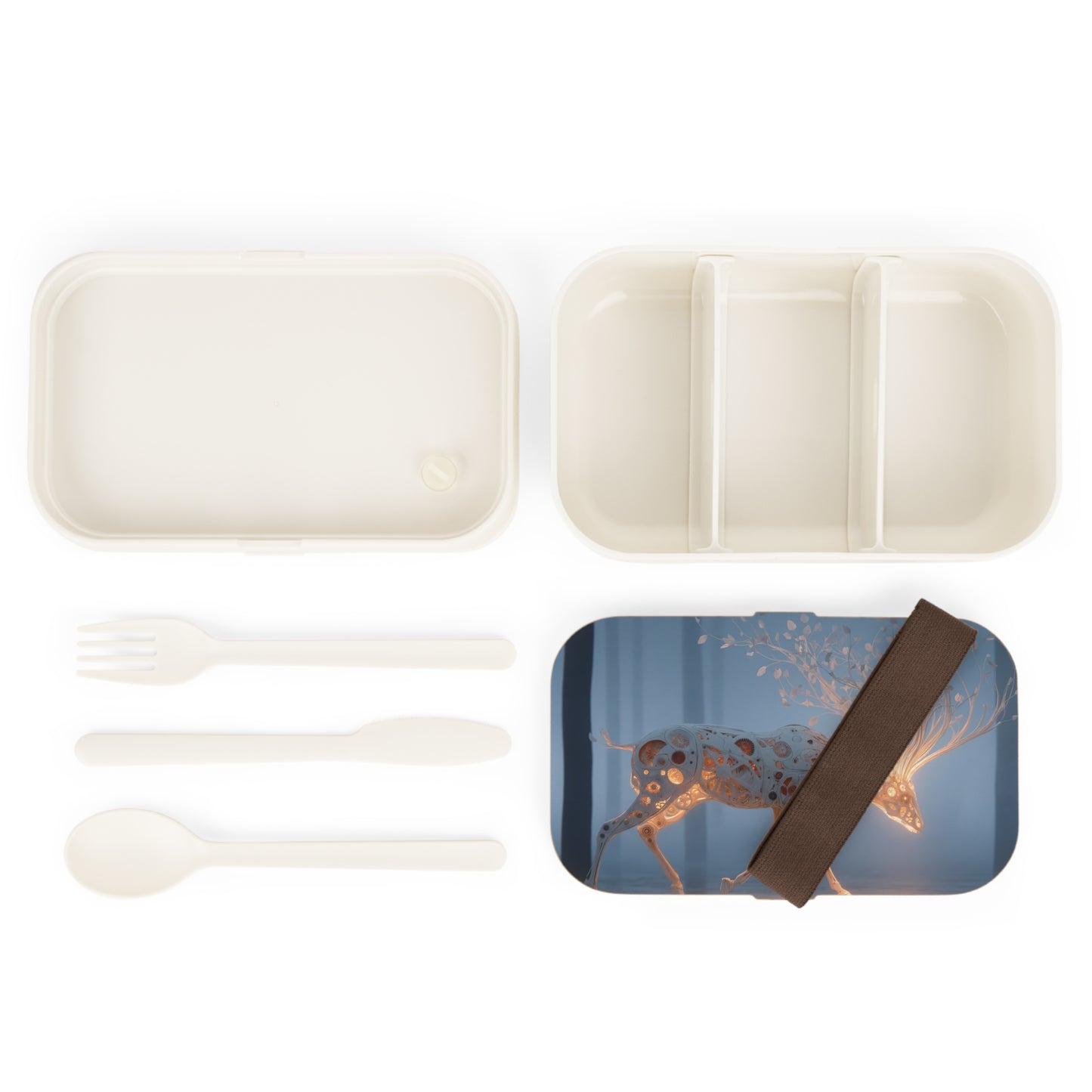 Luminescent Stag Bento Lunch Box – Whispers of the Rooted Forest