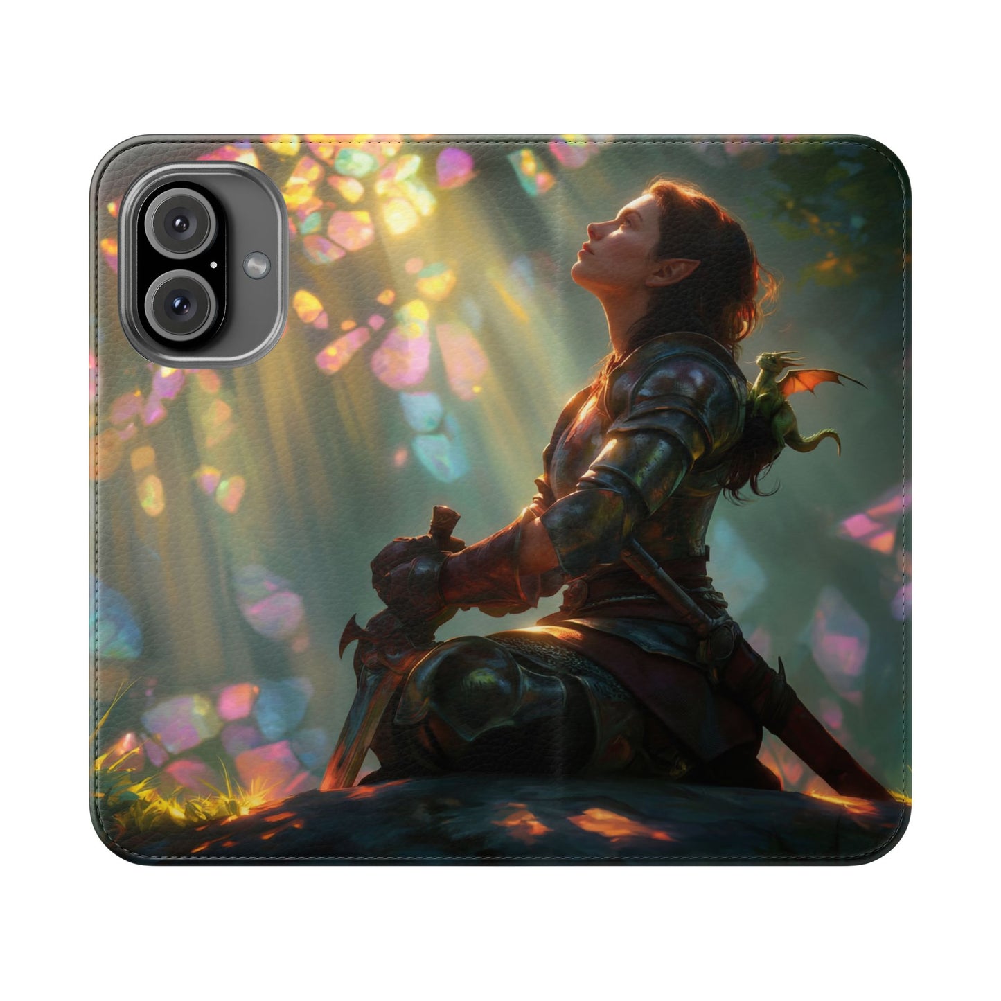 Crystal Grove Sentinel Flip Cases – Iridescent Forest Dawn Guardian
