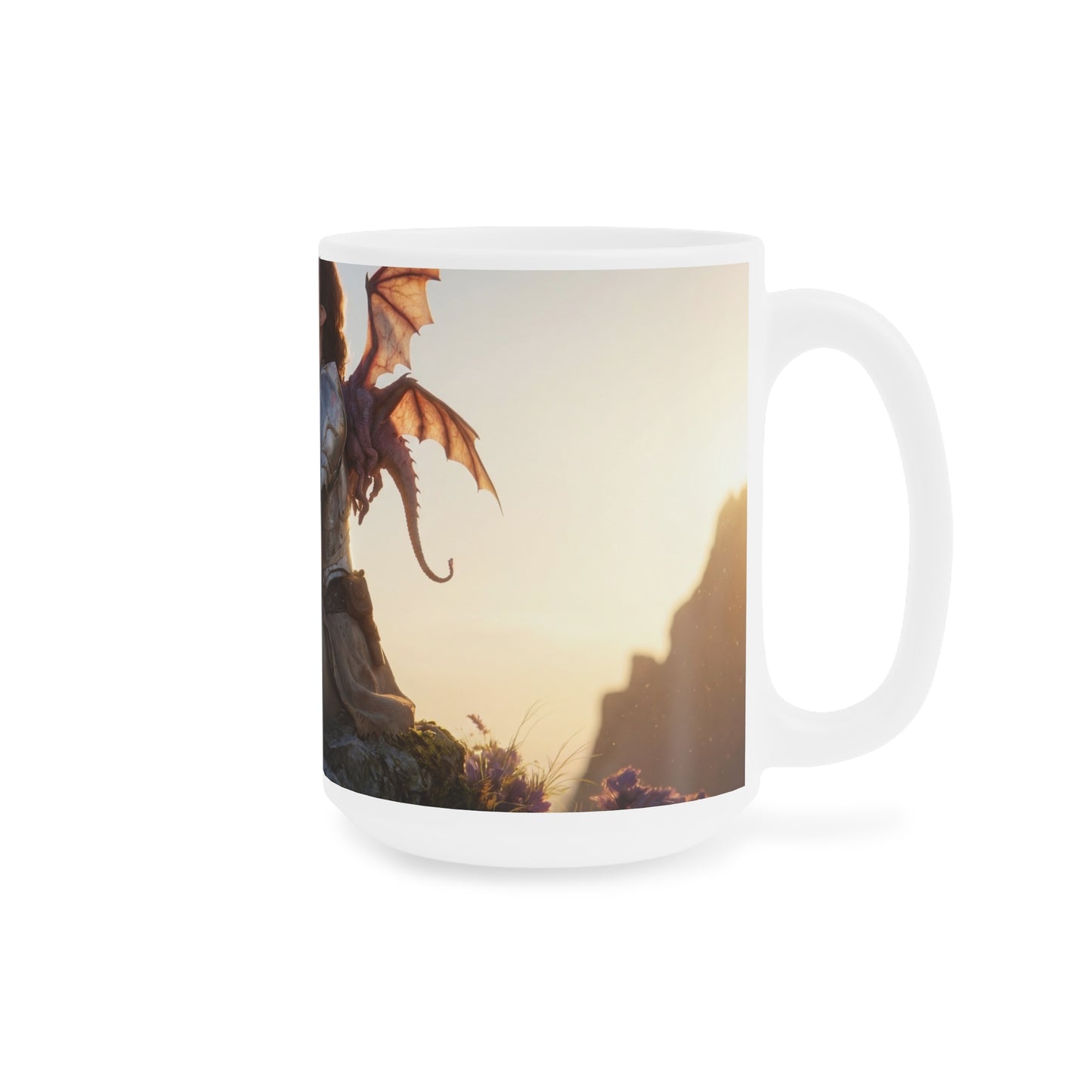 Dragon Knight Ceramic Mugs (11oz\15oz\20oz) – Sunset Sentinel with Wings
