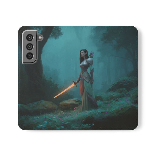 Forest Guardian Flip Cases – Elven Sentinel with Glowing Blade
