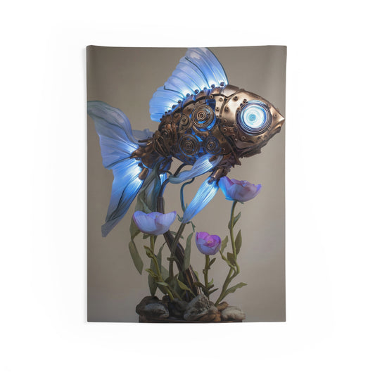 Steampunk Goldfish Indoor Wall Tapestries – Luminescent Gilded Dreamer