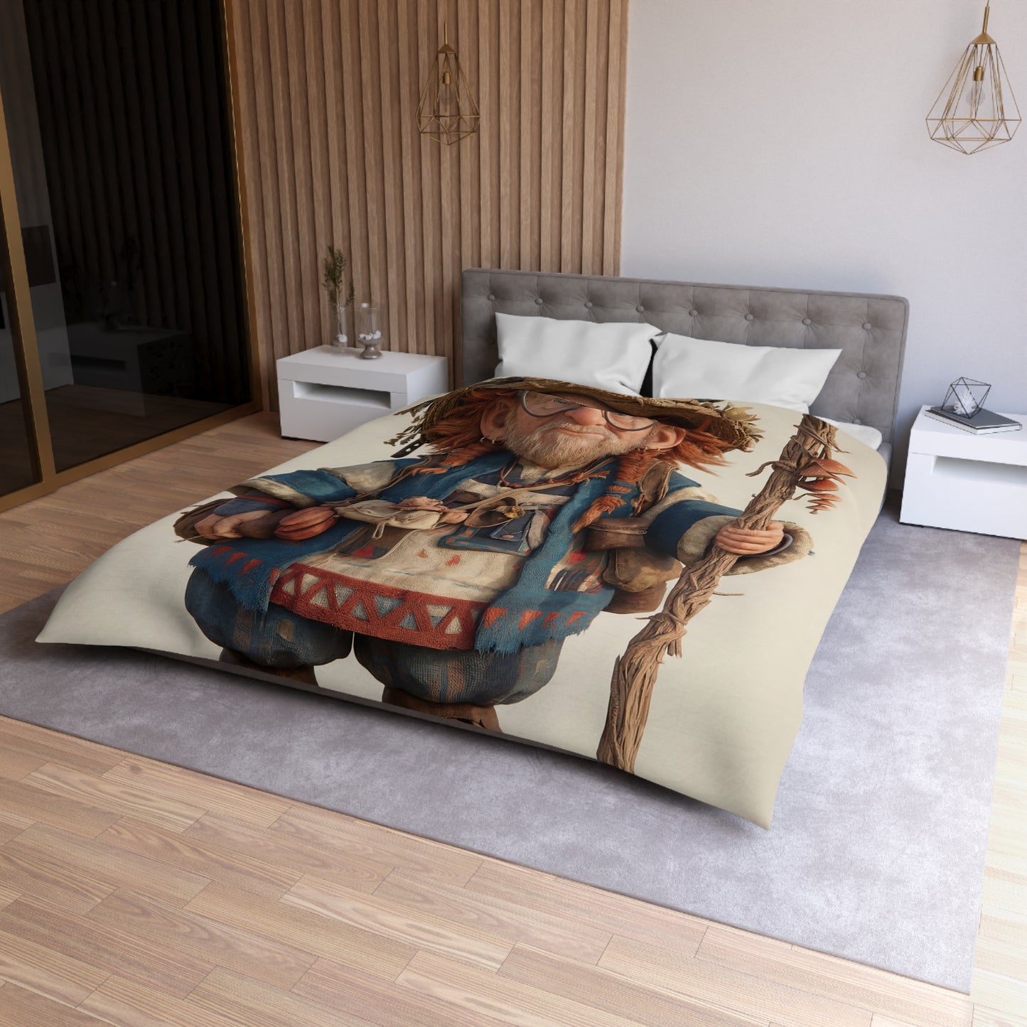 Mosswood Wanderer Microfiber Duvet Cover – Whimsical Herbalist’s Journey