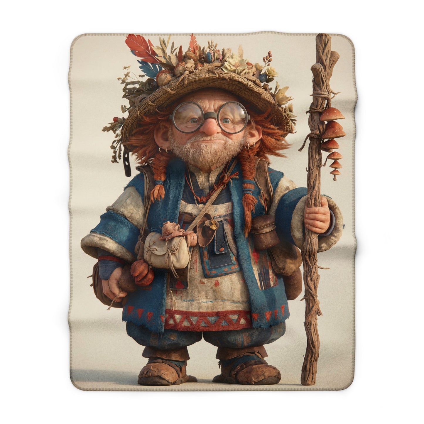 Herbalist Wanderer Sherpa Fleece Blanket – Warmth of the Wildwood Path
