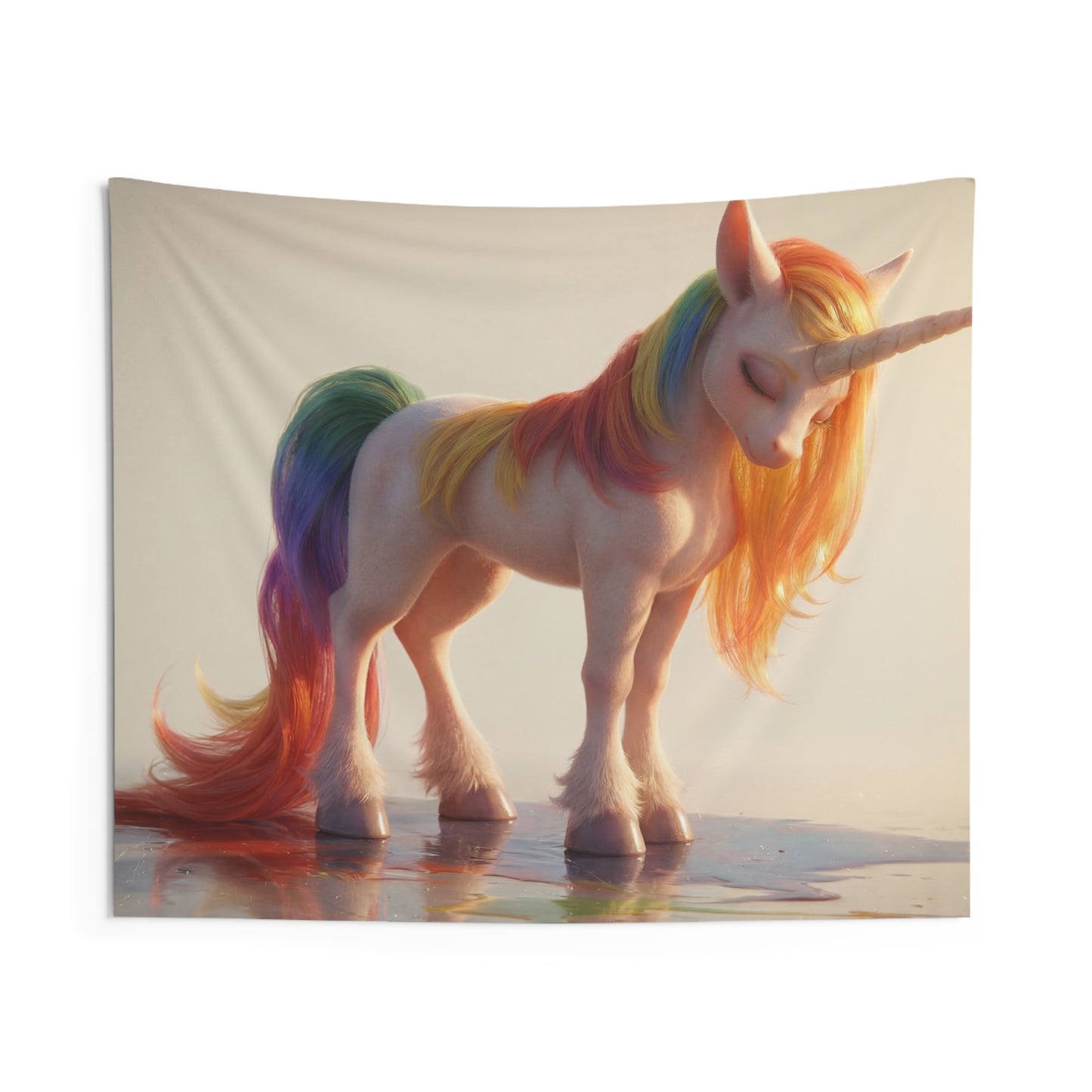 Rainbow Mane Unicorn Indoor Wall Tapestries – Sunset Dreamscape Guardian