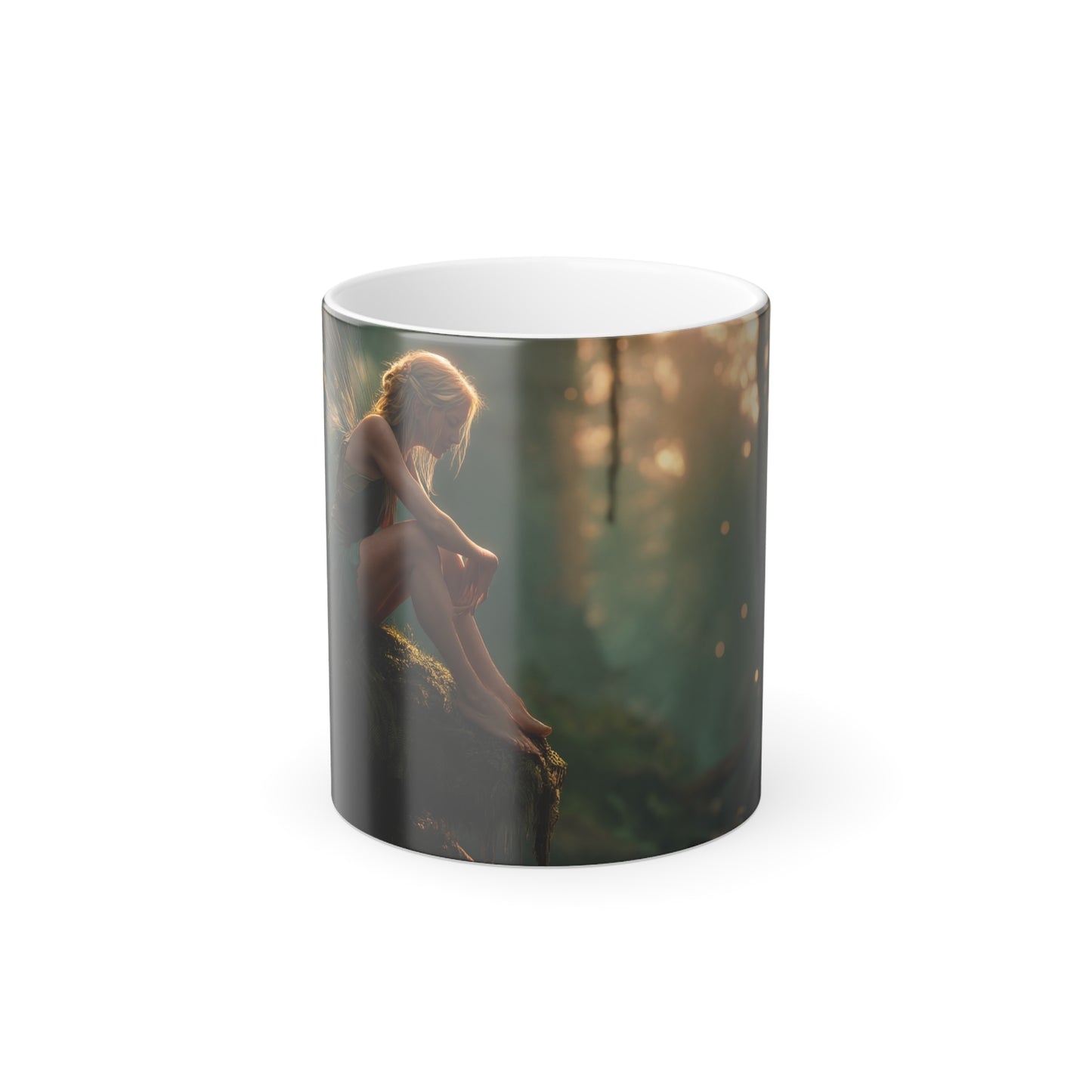 Mossy Perch Fairy Mug, 11oz – Golden Forest Twilight Scene