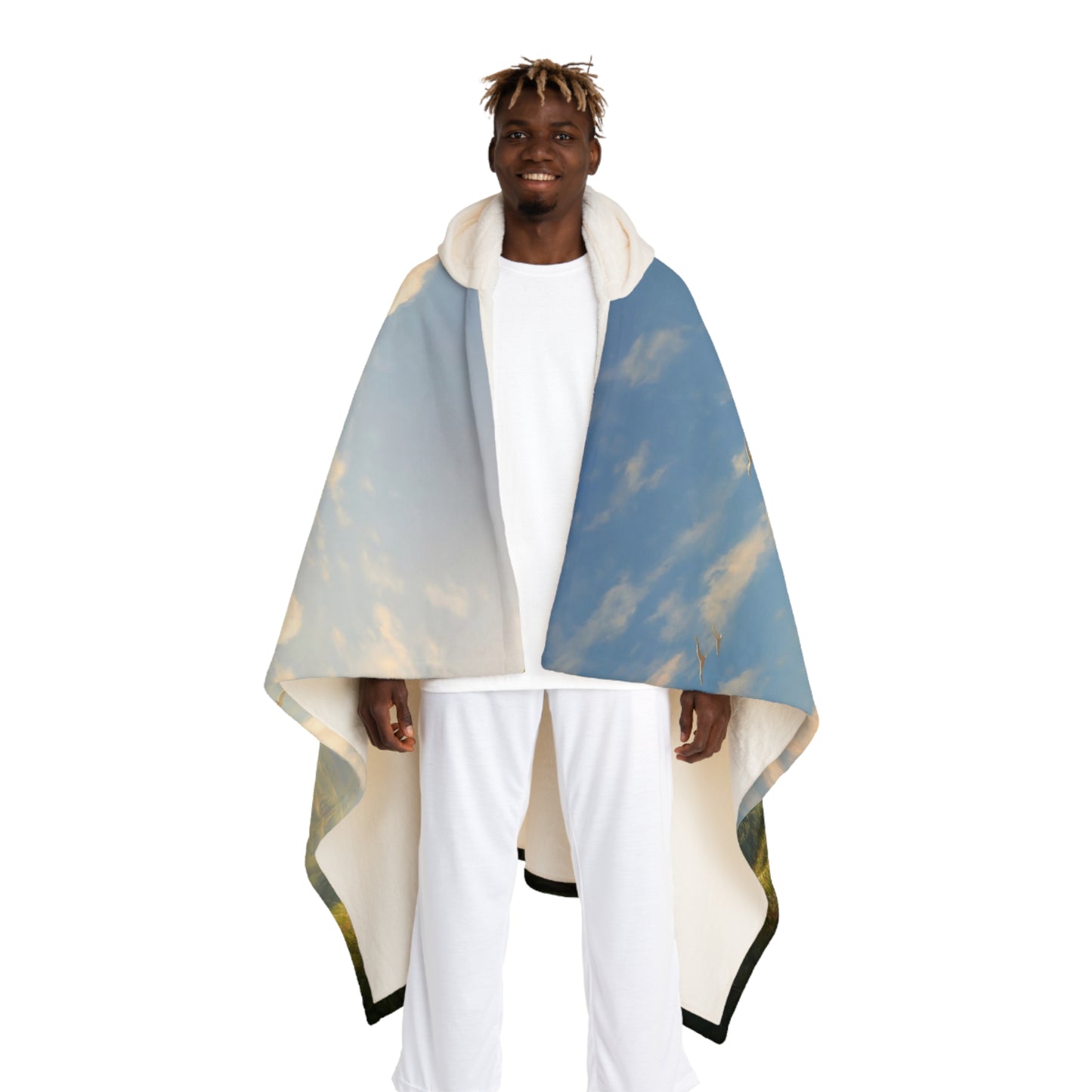 Skybound Falcon Rider Hooded Sherpa Fleece Blanket – Crestfallen Dawn Adventure