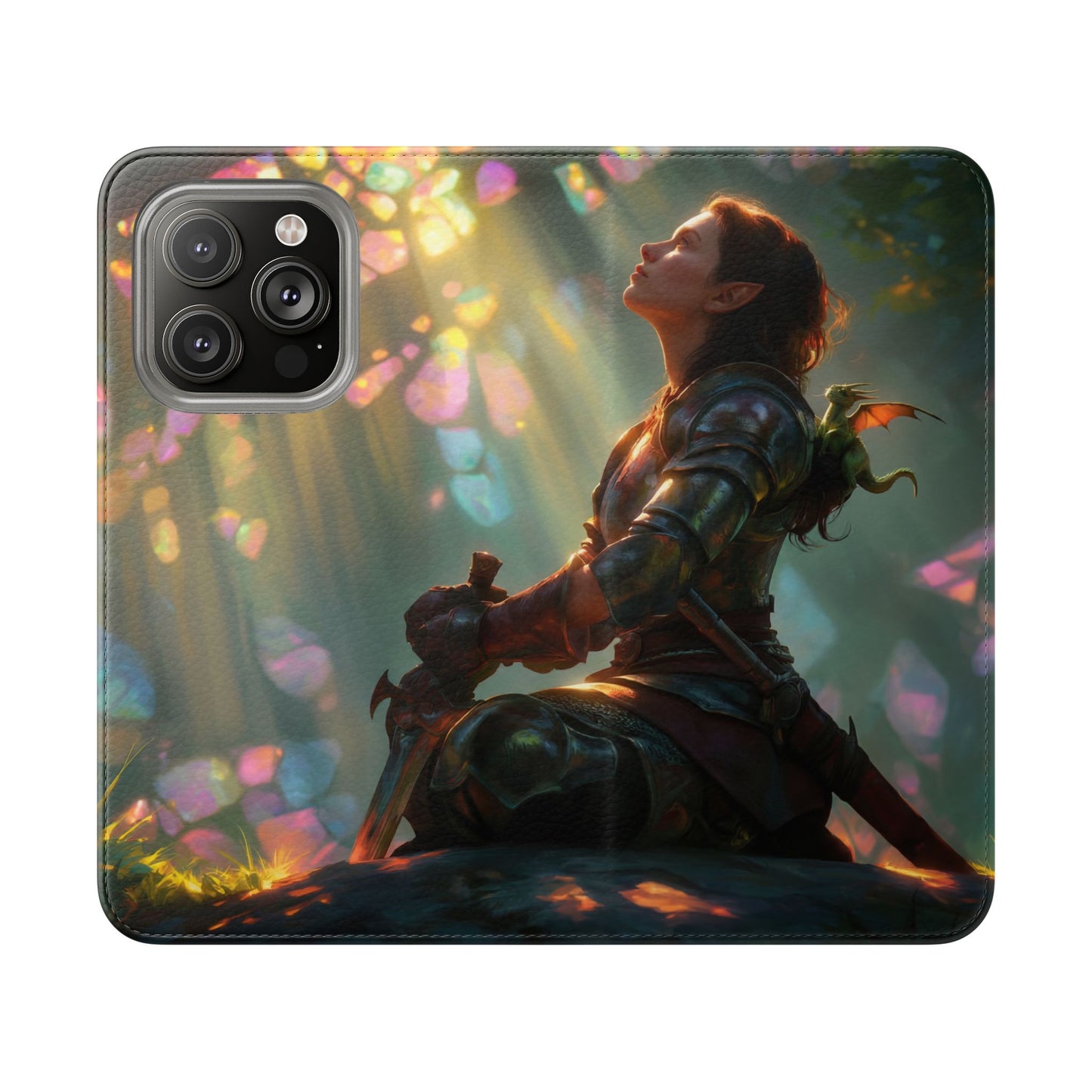 Crystal Grove Sentinel Flip Cases – Iridescent Forest Dawn Guardian