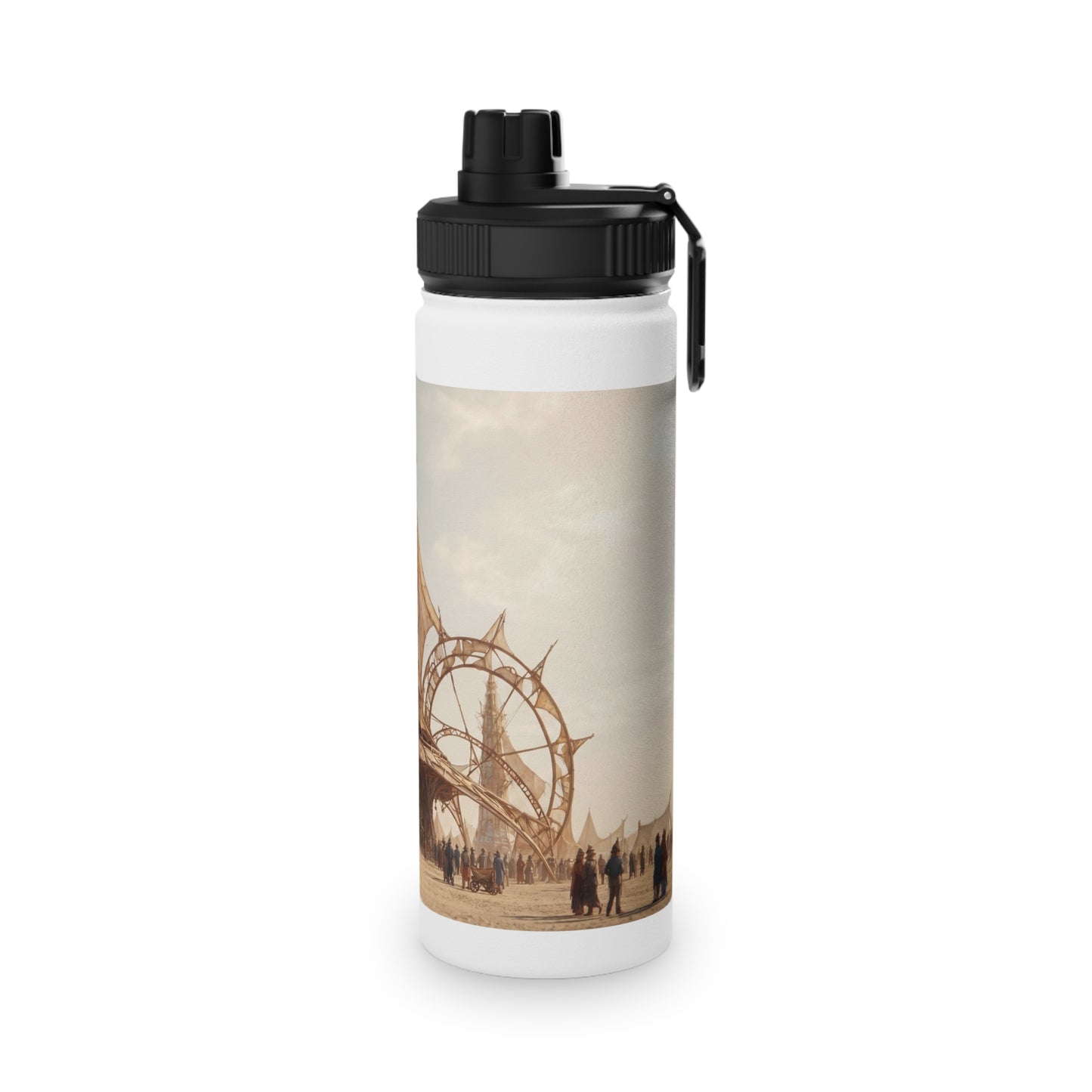Desert Sky Cathedral Stainless Steel Water Bottle, Sports Lid – Sunlit Aetherium Oasis