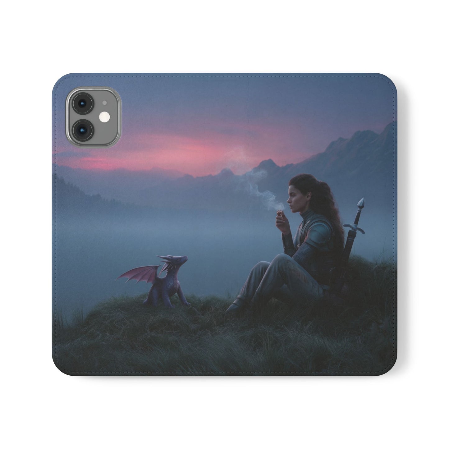 Silent Guardian Flip Cases – Misty Dawn Warrior and Dragon Companion