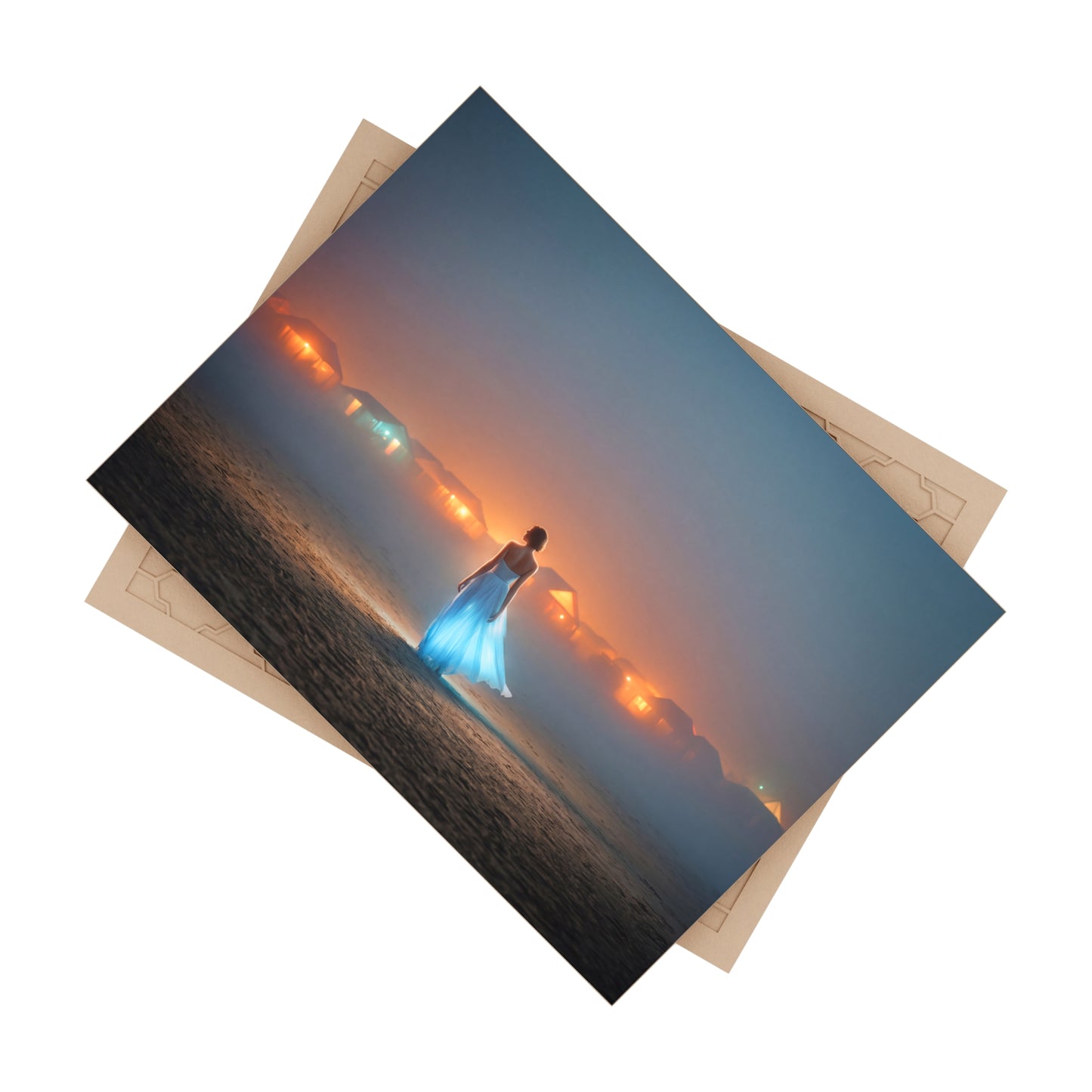Serene Beach Wanderer Ceramic Photo Tile – Glow of Twilight Solitude