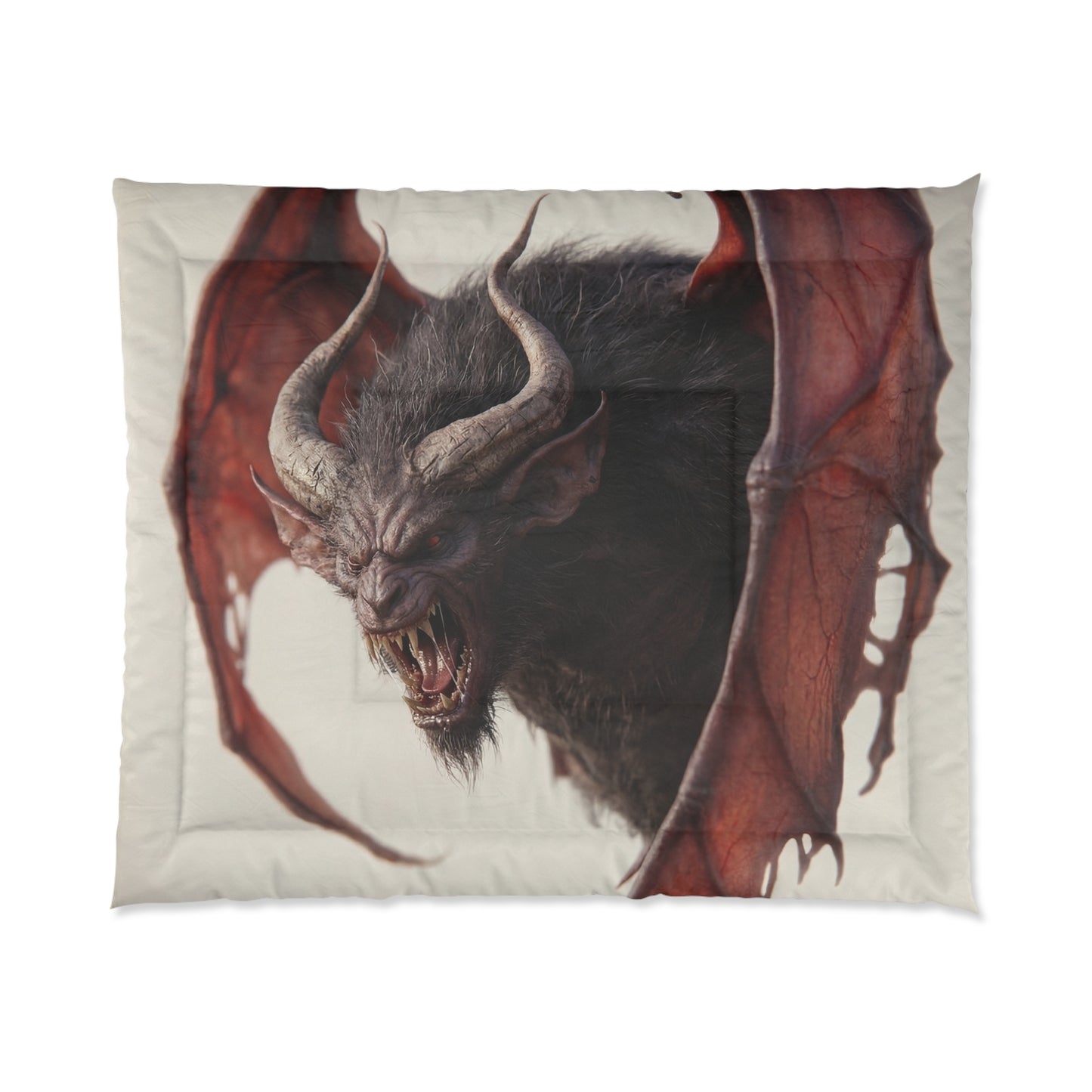 Winged Horror Comforter – Crimson Bat Sentinel Dreamscape