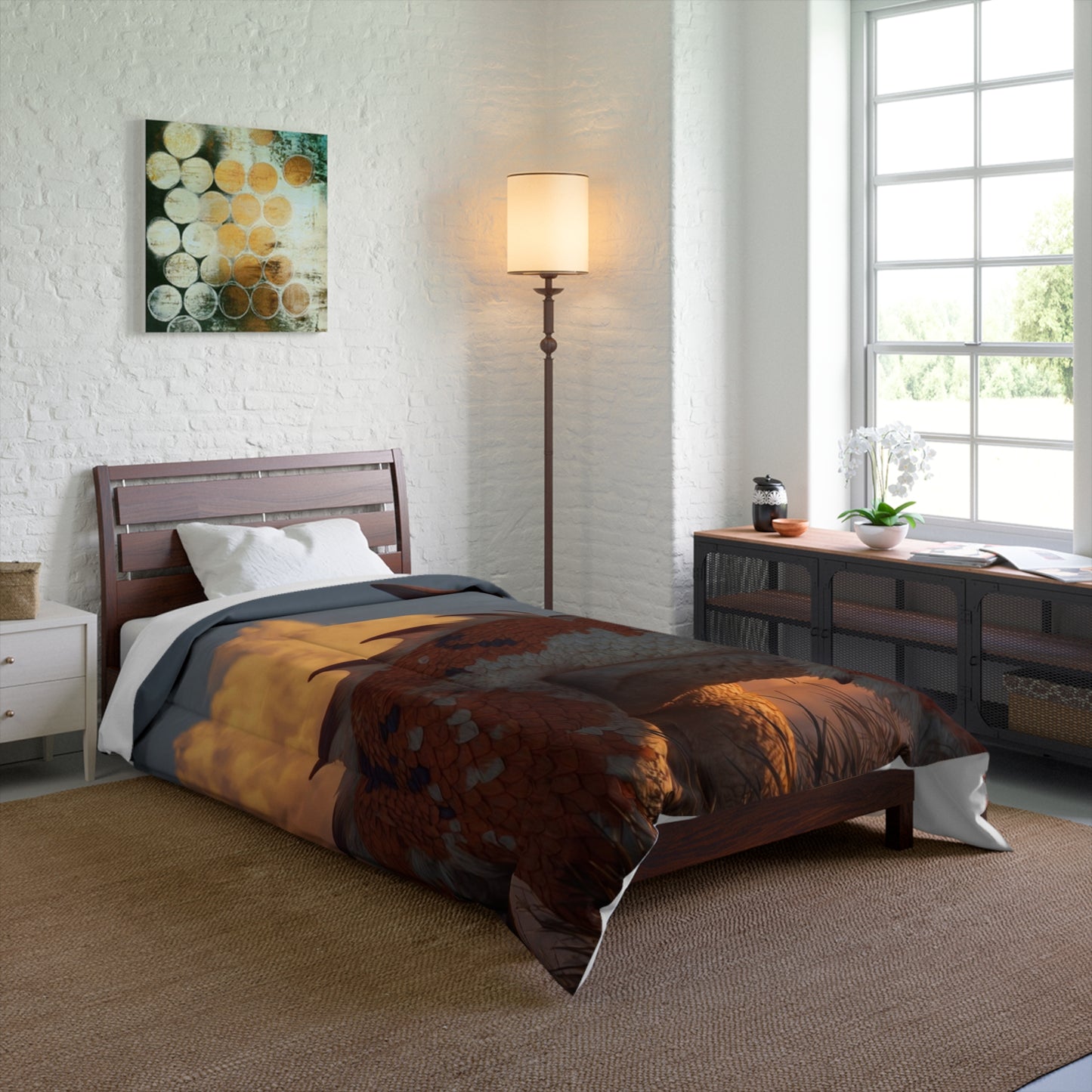 Sunset Dragon Comforter – Warm Ember Guardian Dreamscape