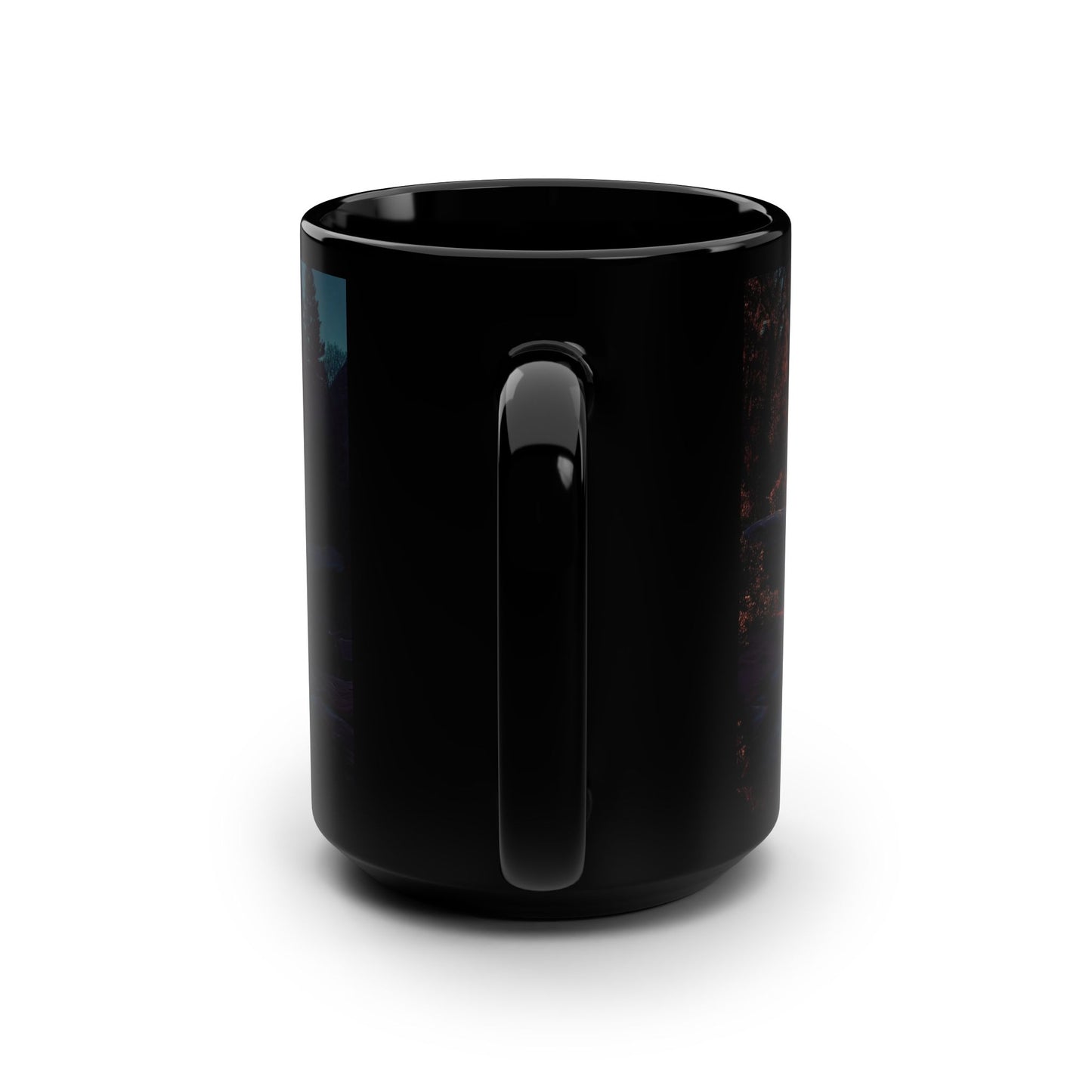 Starlight Valley Black Mug, 15oz – Mirrored Mountain Glow