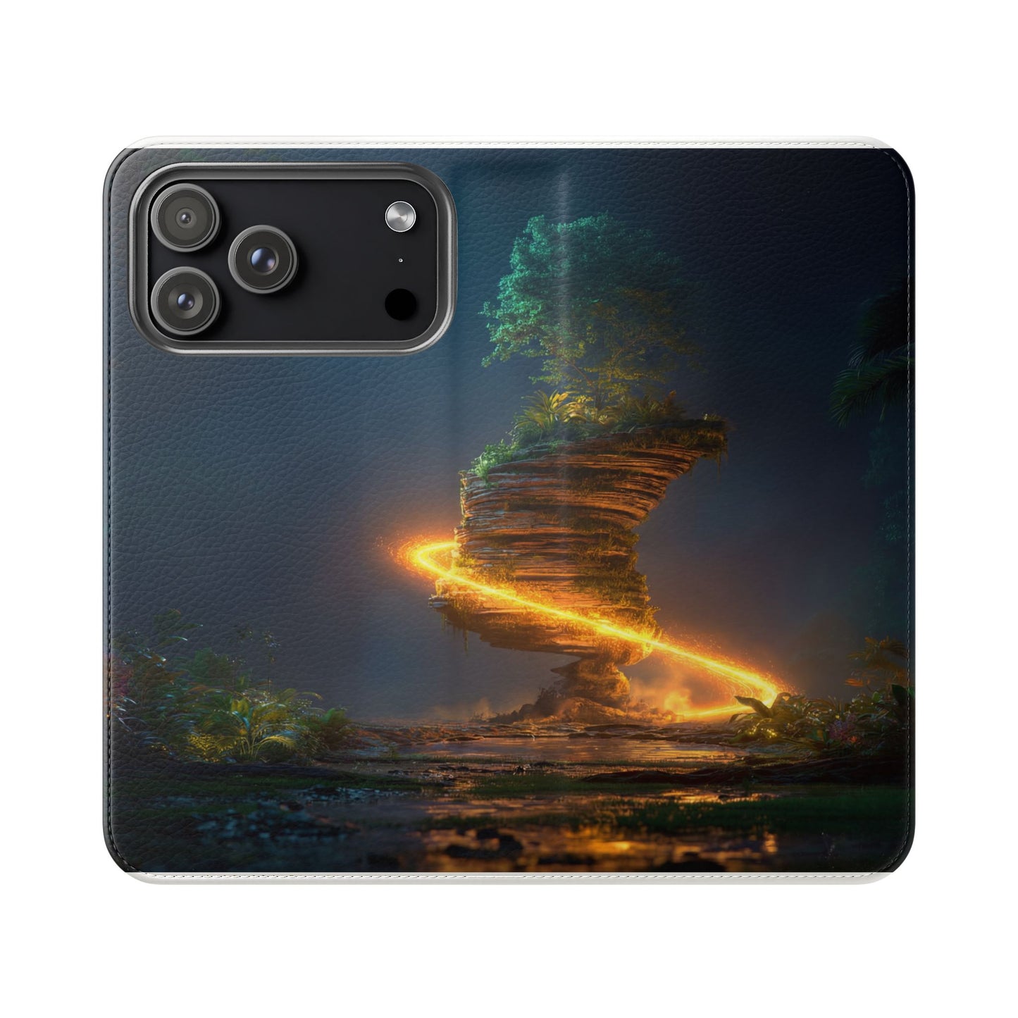 Luminous Floating Island Flip Cases – Amber Twilight Sanctuary