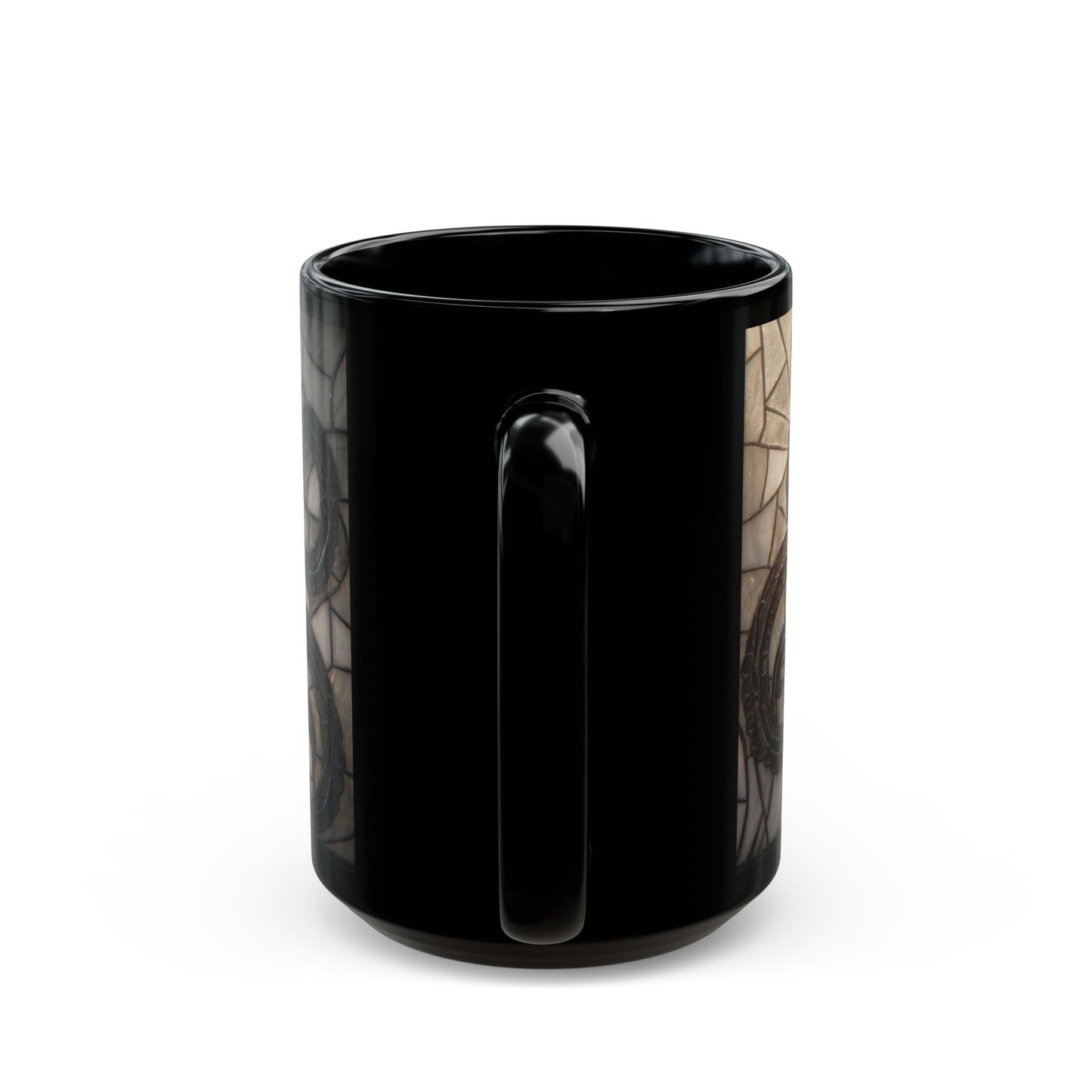 Art Nouveau Octopus Stained Glass Mug – Warm Amber Depths Design