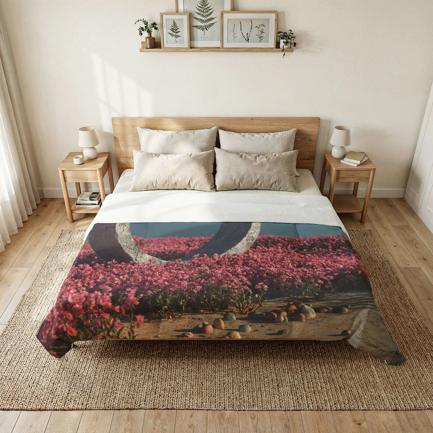 Stone Ring Garden Comforter – Pink Wildflower Portal Scene