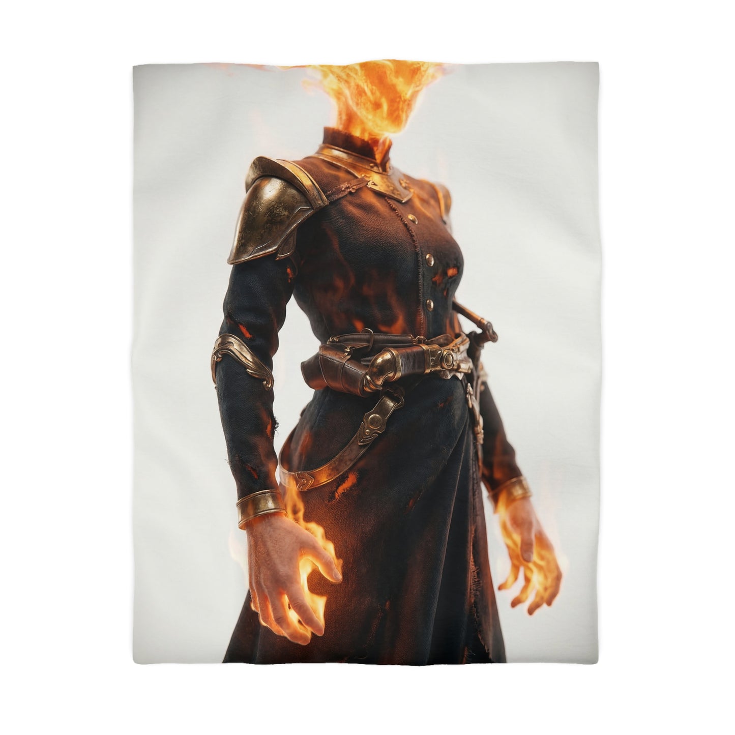 Flame-Headed Sentinel Microfiber Duvet Cover – Ash and Ember Armor