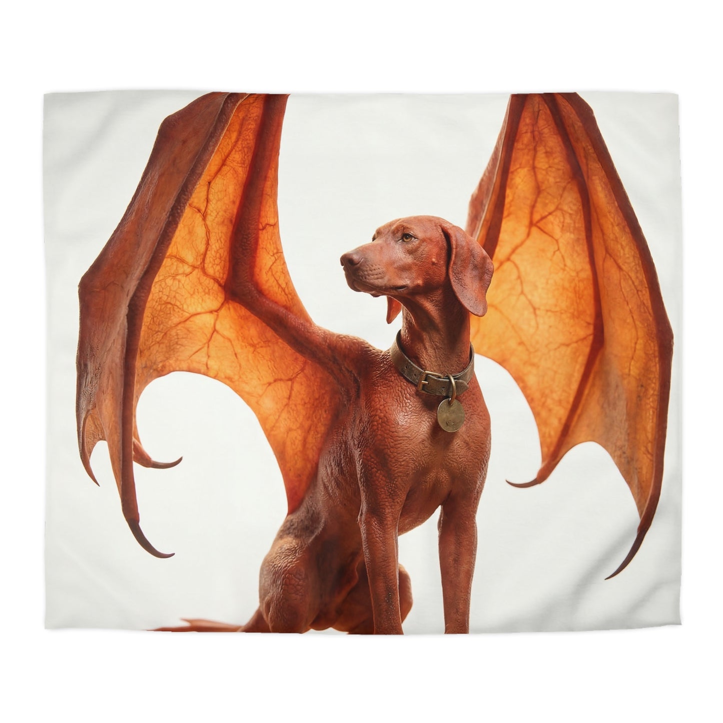 Winged Canine Guardian Microfiber Duvet Cover – Amber Flight Dreamscape