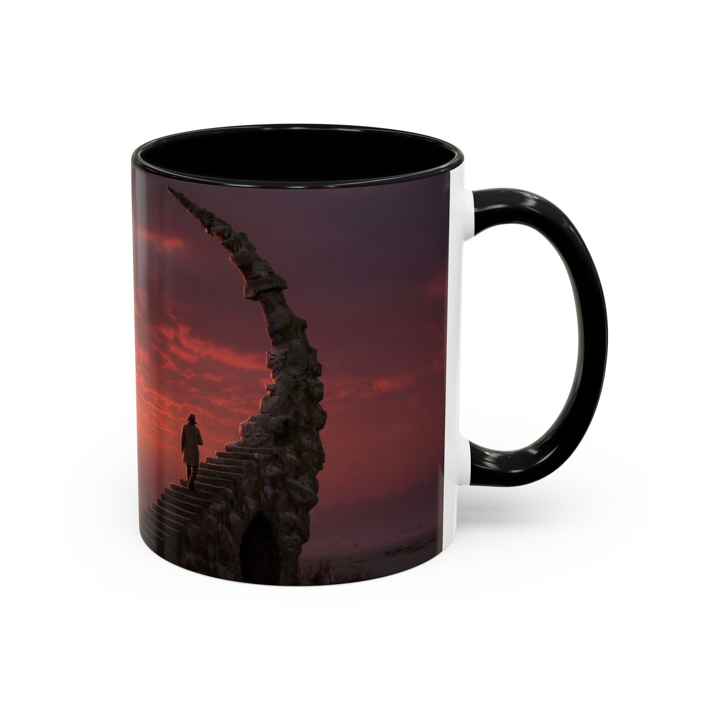 Twilight Stairway Accent Coffee Mug (11, 15oz) – Crimson Moonlit Ascension