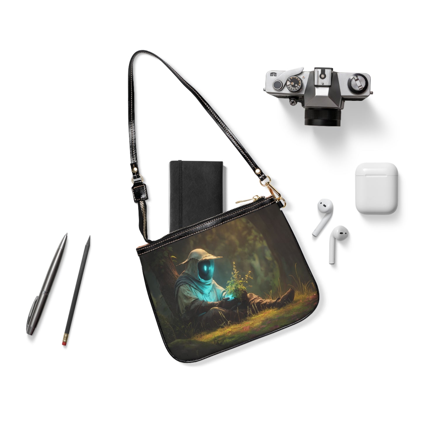 Forest Sentinel Small Shoulder Bag – Glowing Eye in Twilight Grove