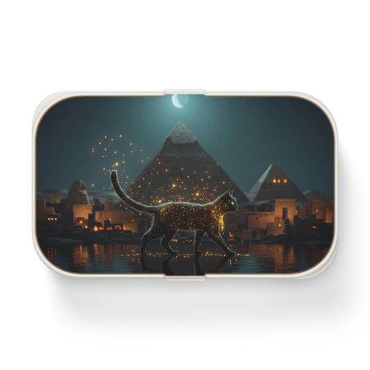 Starlit Egyptian Cat Bento Lunch Box – Midnight Nile Guardian