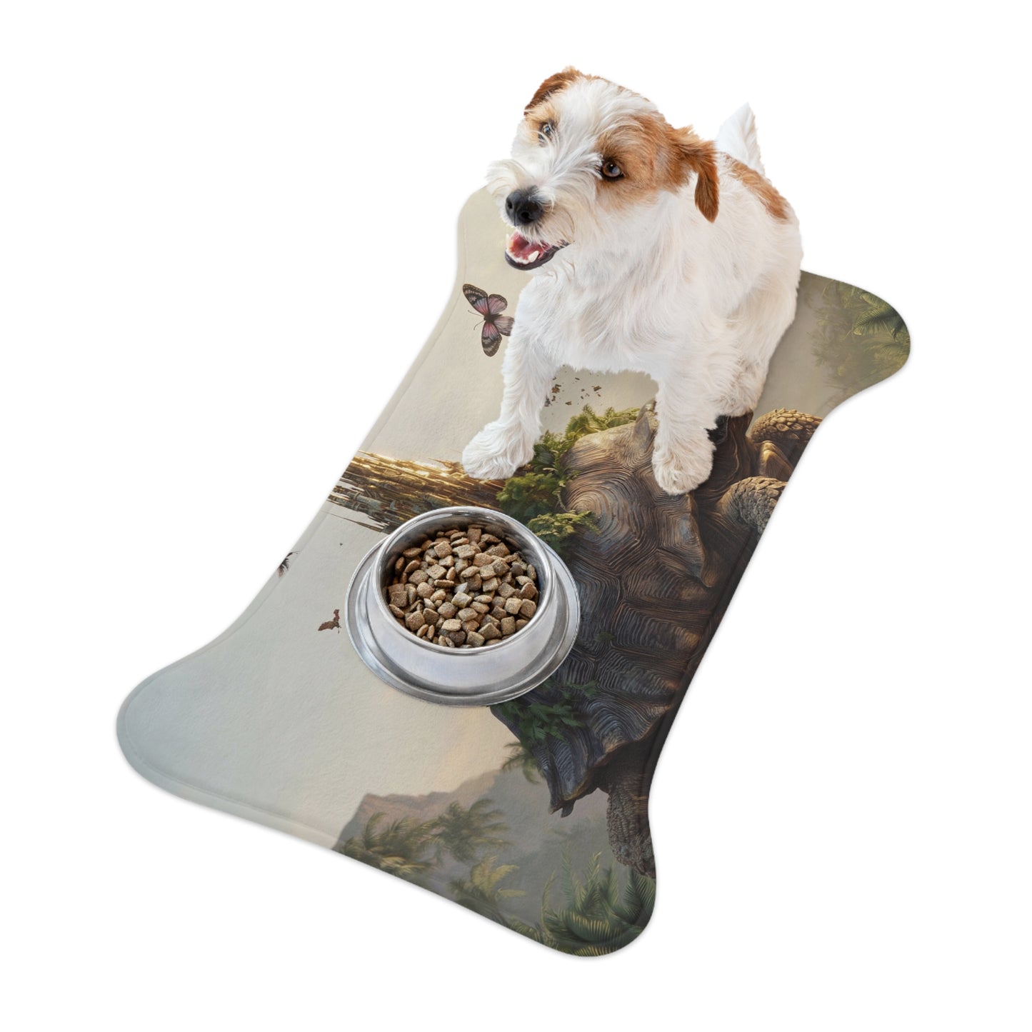 Celestial Tortoise Castle Pet Feeding Mats – Sunlit Sanctuary for Your Furry Companions