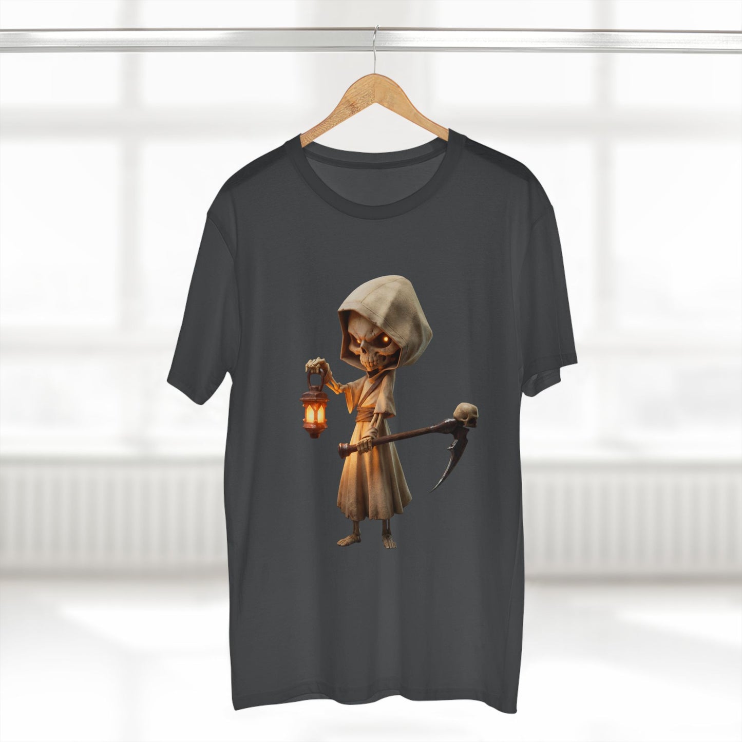 Lantern Skeleton Sentinel Adult Staple Tee – Candlelit Guardian Journey