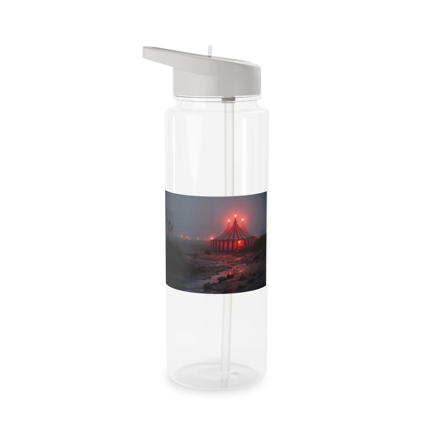 Crimson Circus Tent Tritan Water Bottle – Red-Striped Midnite Show