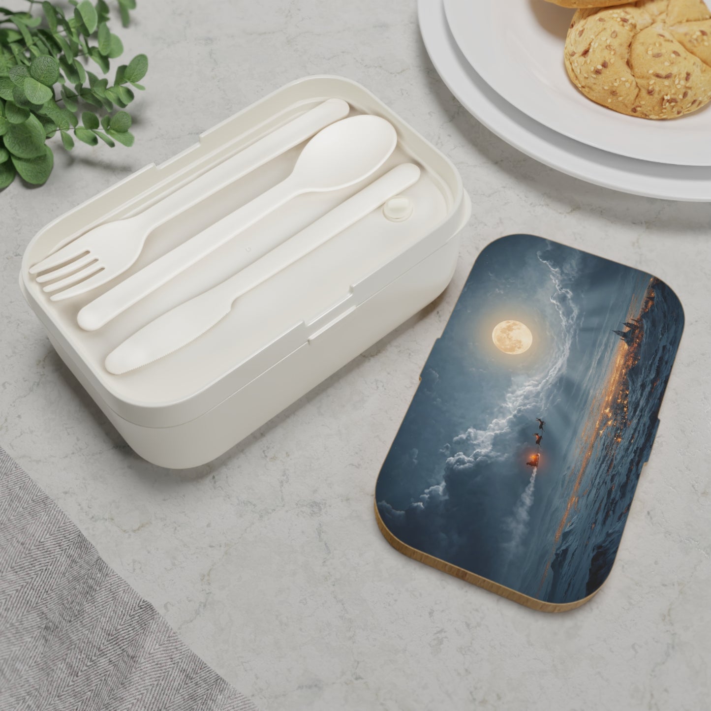 Moonlit Sleigh Ride Bento Lunch Box – Winter’s Gentle Passage Over Snowy Peaks