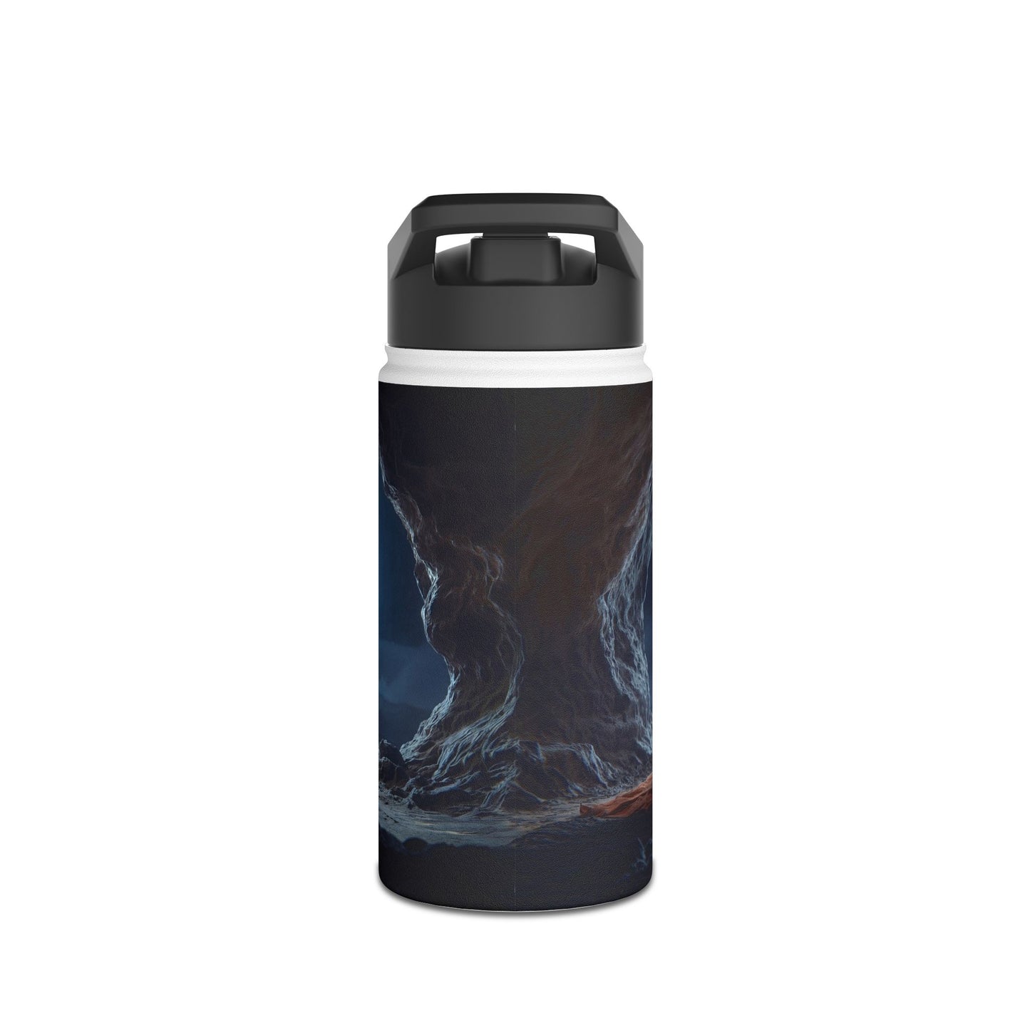 Moonlit Monk Meditation Bottle – Serene Cave Ritual Stainless Steel Water Bottle, Standard Lid