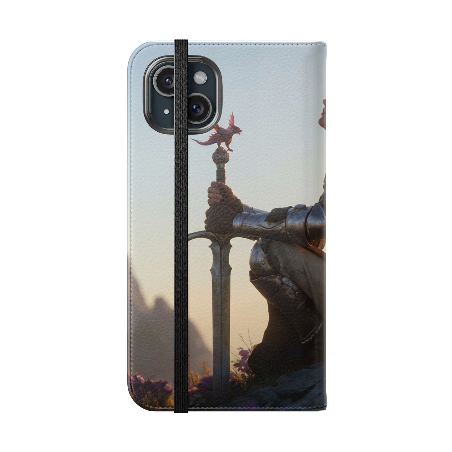 Dragon Knight Flip Cases – Sunlit Sentinel with Mini Drake and Sword