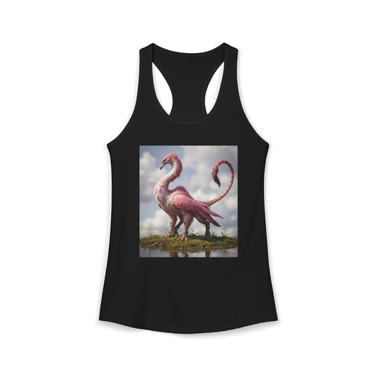 Pink Feathered Dinosaur Women's Ideal Racerback Tank – Mossy Marsh Guardian